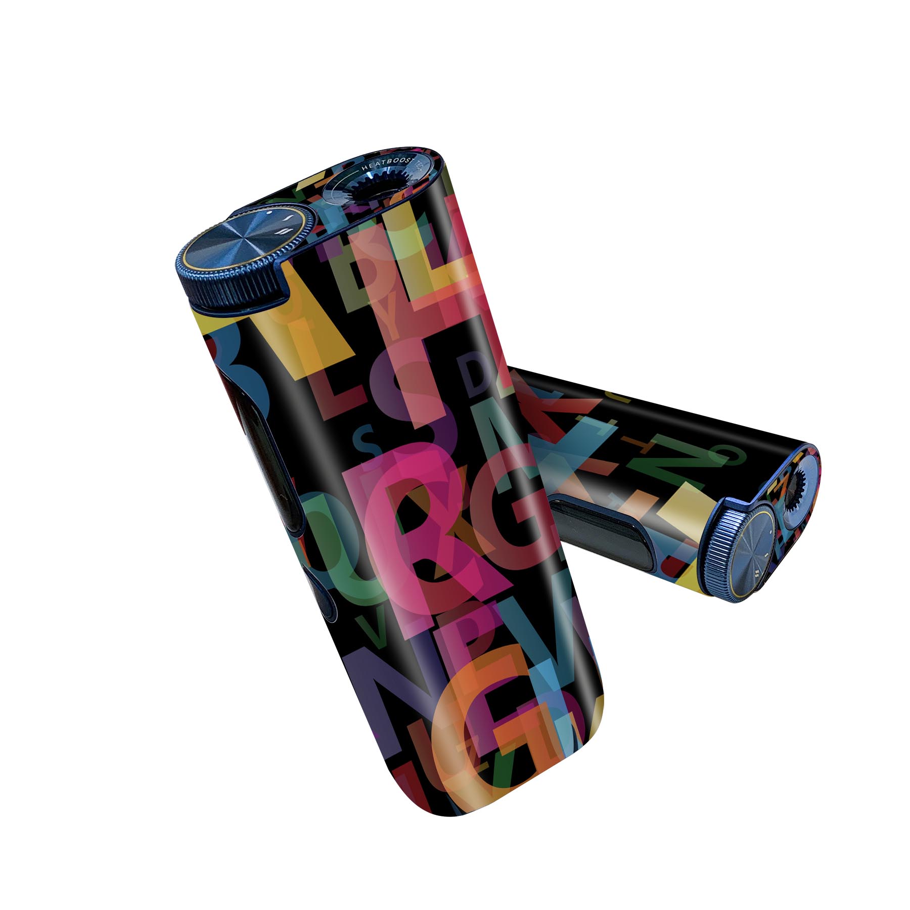 glo hyper pro 用 デザインスキンシール 側面2枚 天面3枚 セット 360°カバー ケース 保護 グロー ハイパー プロ グロウ ステッカー デコ アクセサリー 007067 英語　カラフル　文字