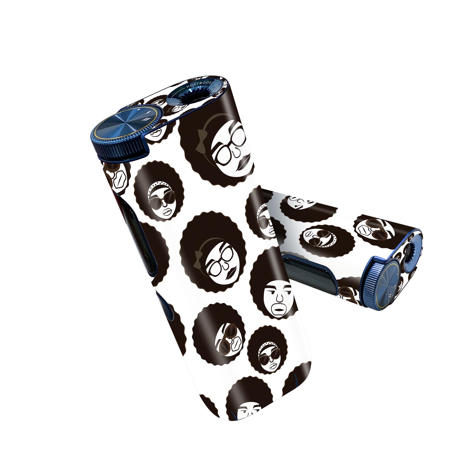 glo hyper pro 用 デザインスキンシール 側面2枚 天面3枚 セット 360°カバー ケース 保護 グロー ハイパー プロ グロウ ステッカー デコ アクセサリー 007361 アフロ　キャラクター　模様