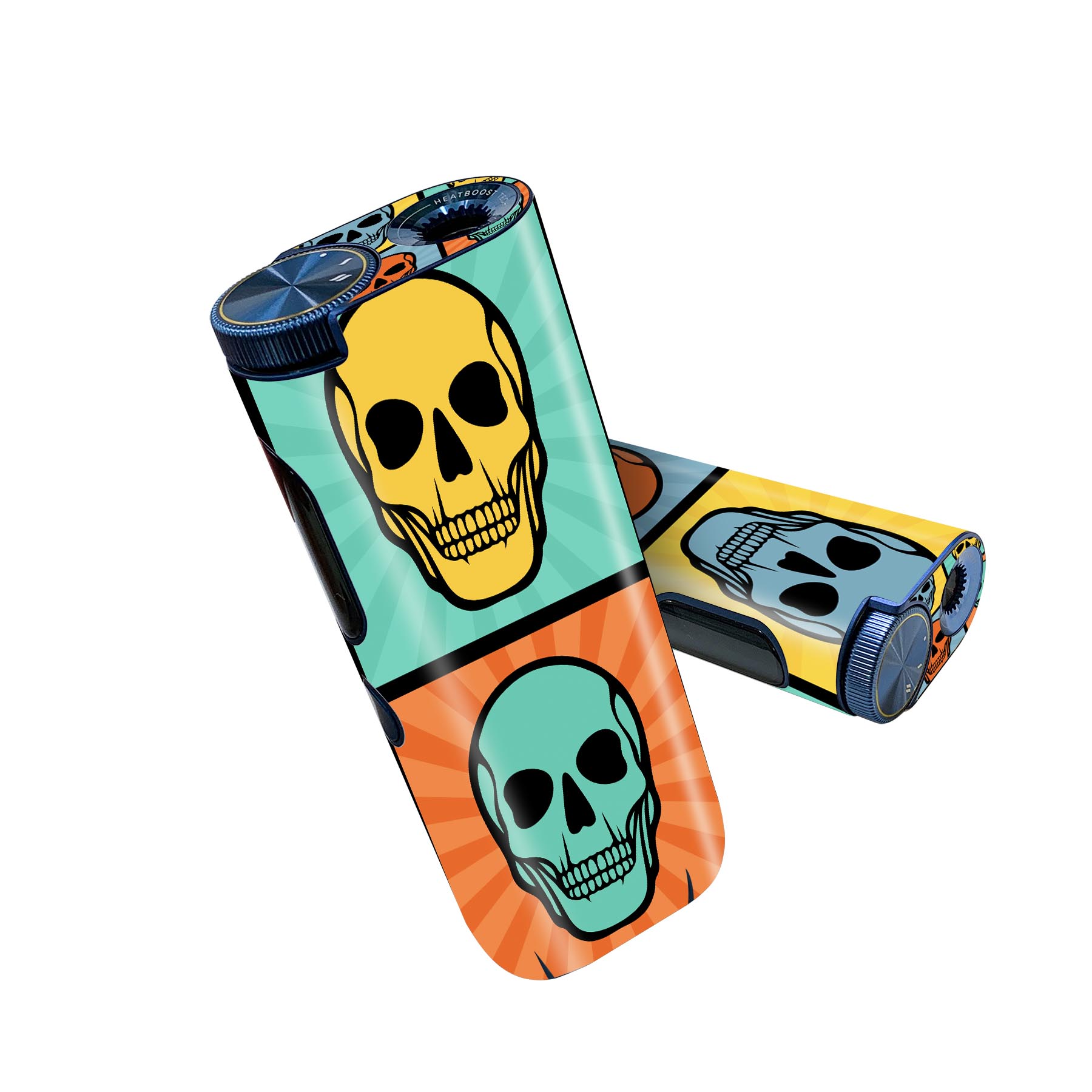 glo hyper pro 用 デザインスキンシール 側面2枚 天面3枚 セット 360°カバー ケース 保護 グロー ハイパー プロ グロウ ステッカー デコ アクセサリー 007400 ドクロ　骸骨　カラフル　イラスト