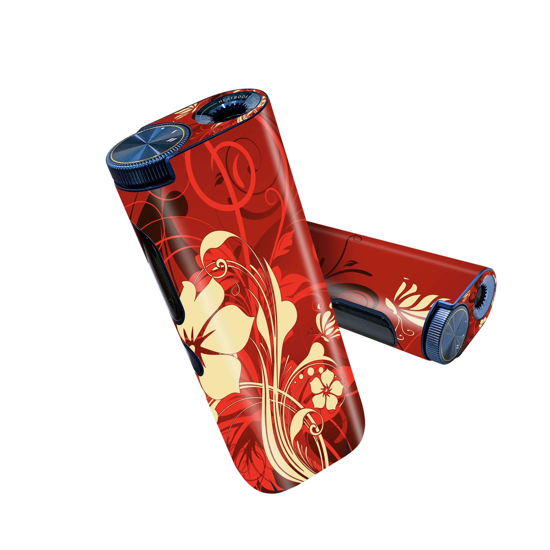 glo hyper pro 用 デザインスキンシール 側面2枚 天面3枚 セット 360°カバー ケース 保護 グロー ハイパー プロ グロウ ステッカー デコ アクセサリー 007606 花　　赤　レッド