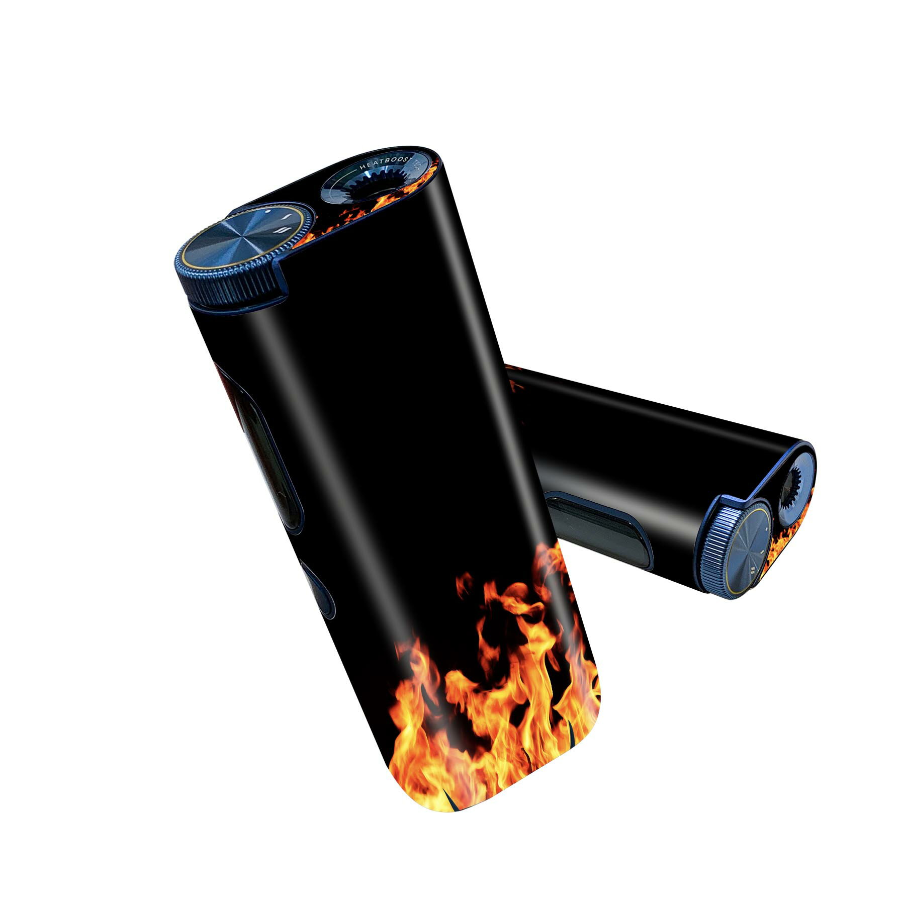 glo hyper pro 用 デザインスキンシール 側面2枚 天面3枚 セット 360°カバー ケース 保護 グロー ハイパー プロ グロウ ステッカー デコ アクセサリー 007934 炎　ほのお　火　黒　ブラック