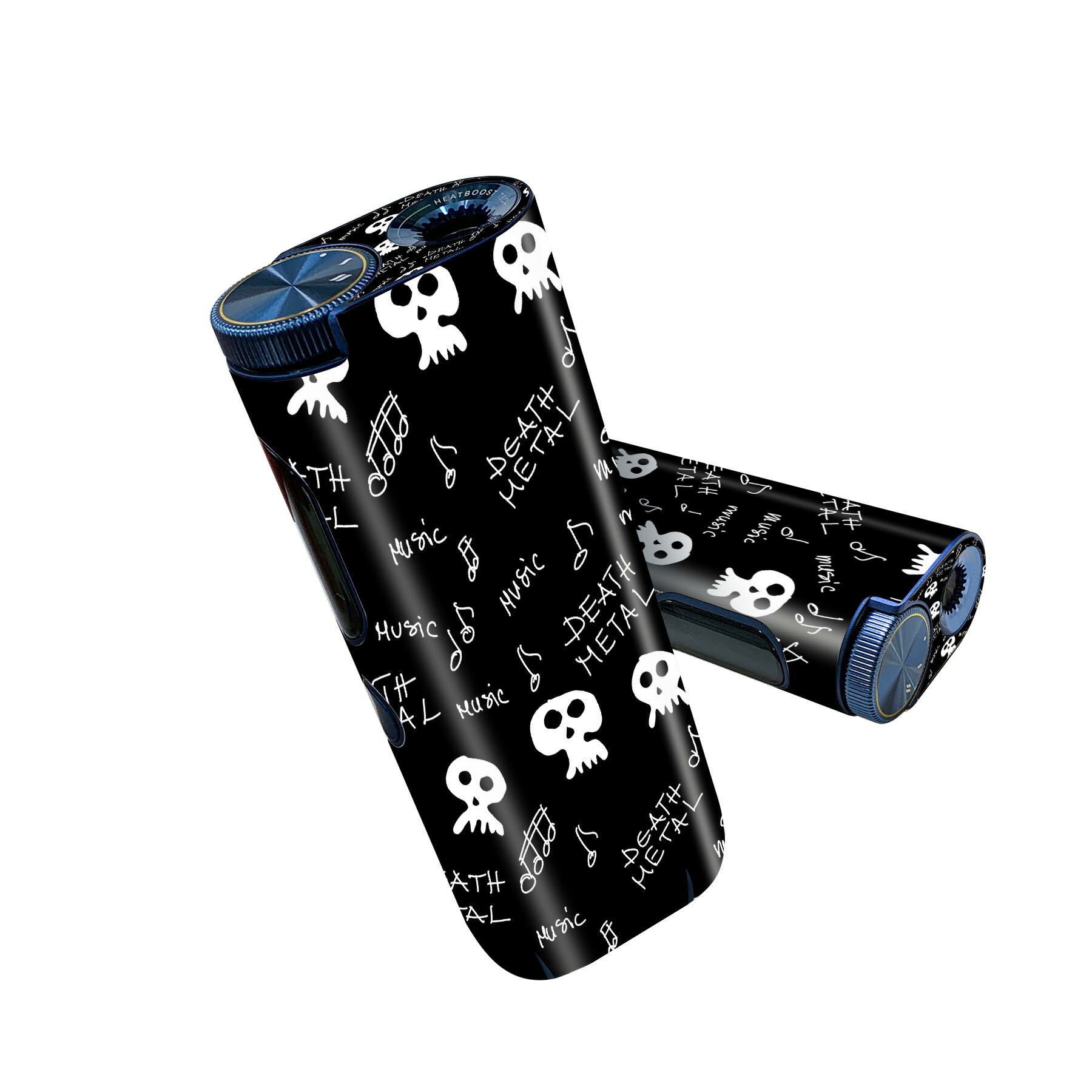 glo hyper pro 用 デザインスキンシール 側面2枚 天面3枚 セット 360°カバー ケース 保護 グロー ハイパー プロ グロウ ステッカー デコ アクセサリー 008312 白黒　ドクロ　髑髏　音符