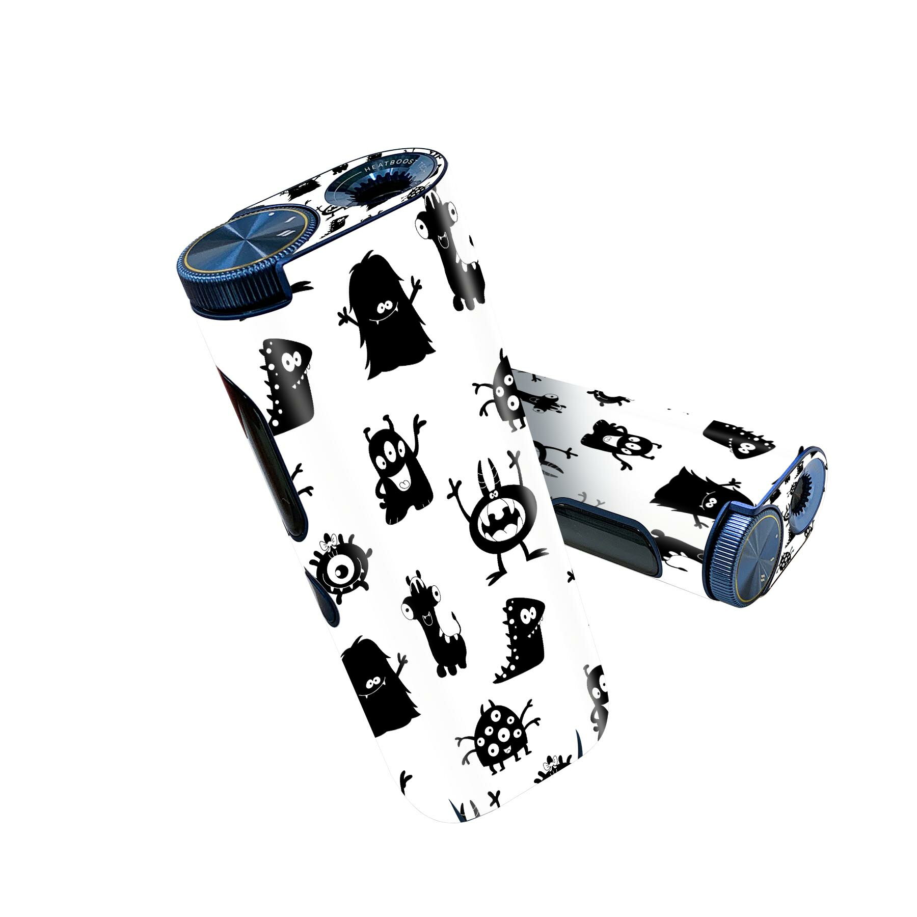 glo hyper pro 用 デザインスキンシール 側面2枚 天面3枚 セット 360°カバー ケース 保護 グロー ハイパー プロ グロウ ステッカー デコ アクセサリー 008371 白黒 モンスター 模様