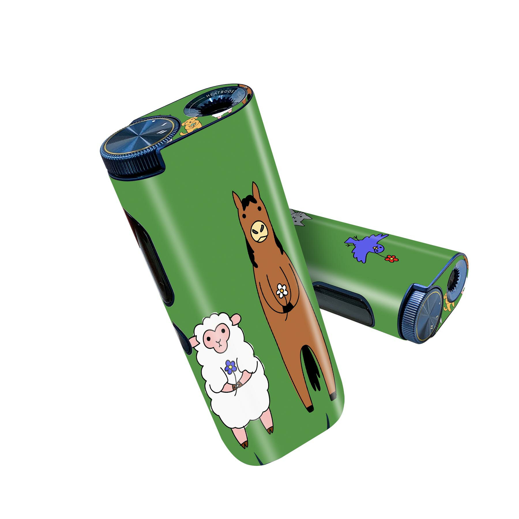 glo hyper pro 用 デザインスキンシール 側面2枚 天面3枚 セット 360°カバー ケース 保護 グロー ハイパー プロ グロウ ステッカー デコ アクセサリー 008425 動物 緑 グリーン イラスト