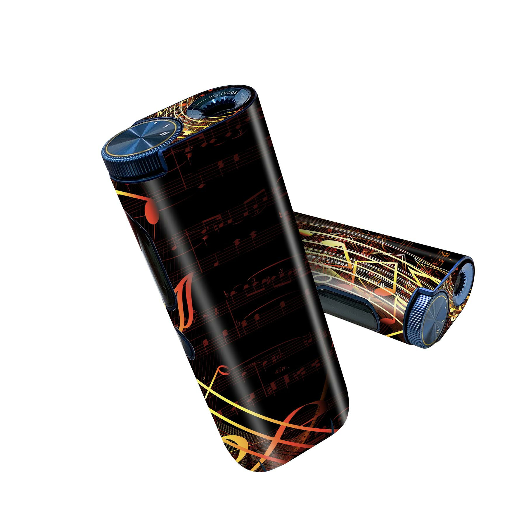 glo hyper pro 用 デザインスキンシール 側面2枚 天面3枚 セット 360°カバー ケース 保護 グロー ハイパー プロ グロウ ステッカー デコ アクセサリー 008940 黒　ブラック　音符　おんぷ