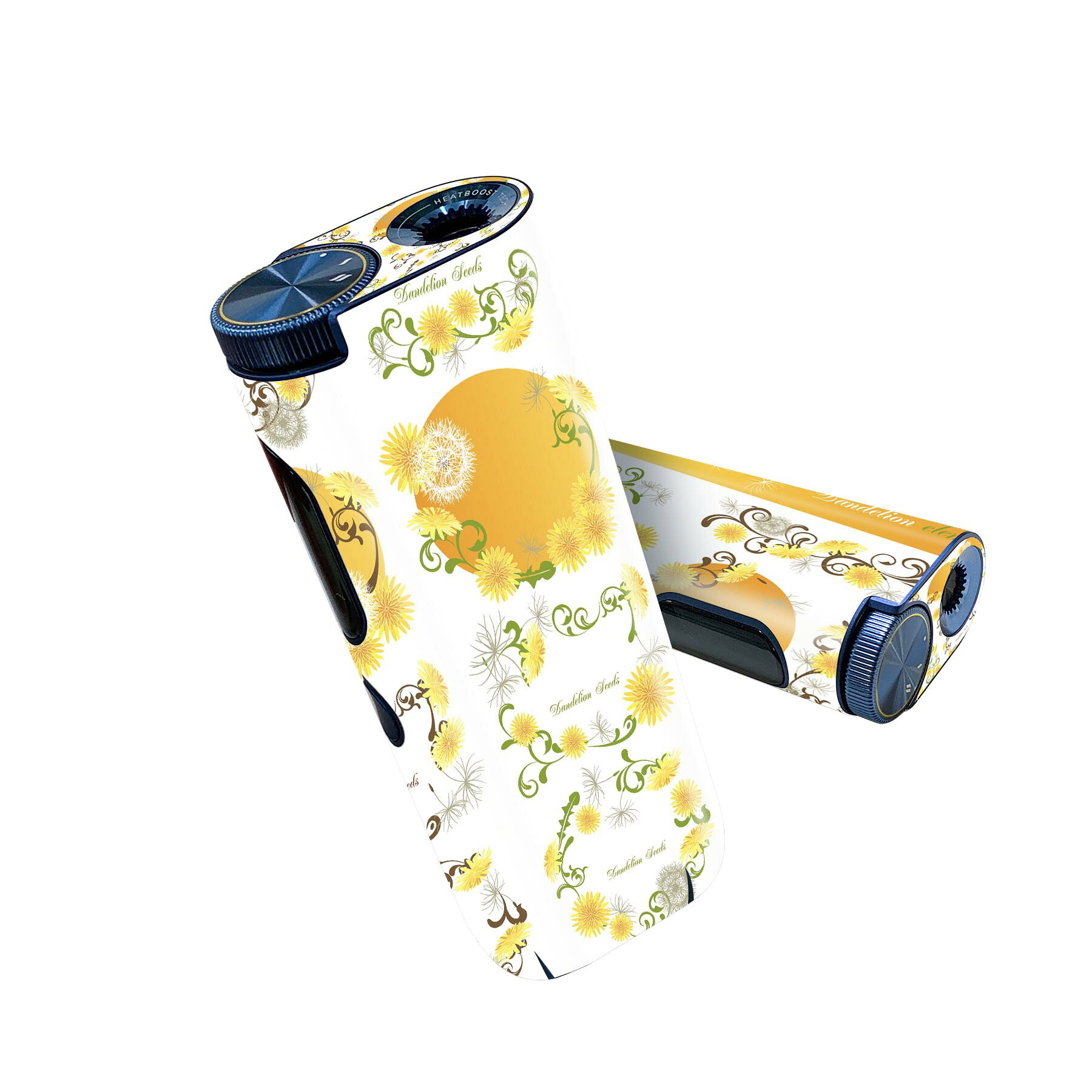 glo hyper pro 用 デザインスキンシール 側面2枚 天面3枚 セット 360°カバー ケース 保護 グロー ハイパー プロ グロウ ステッカー デコ アクセサリー 009150 花　　黄色