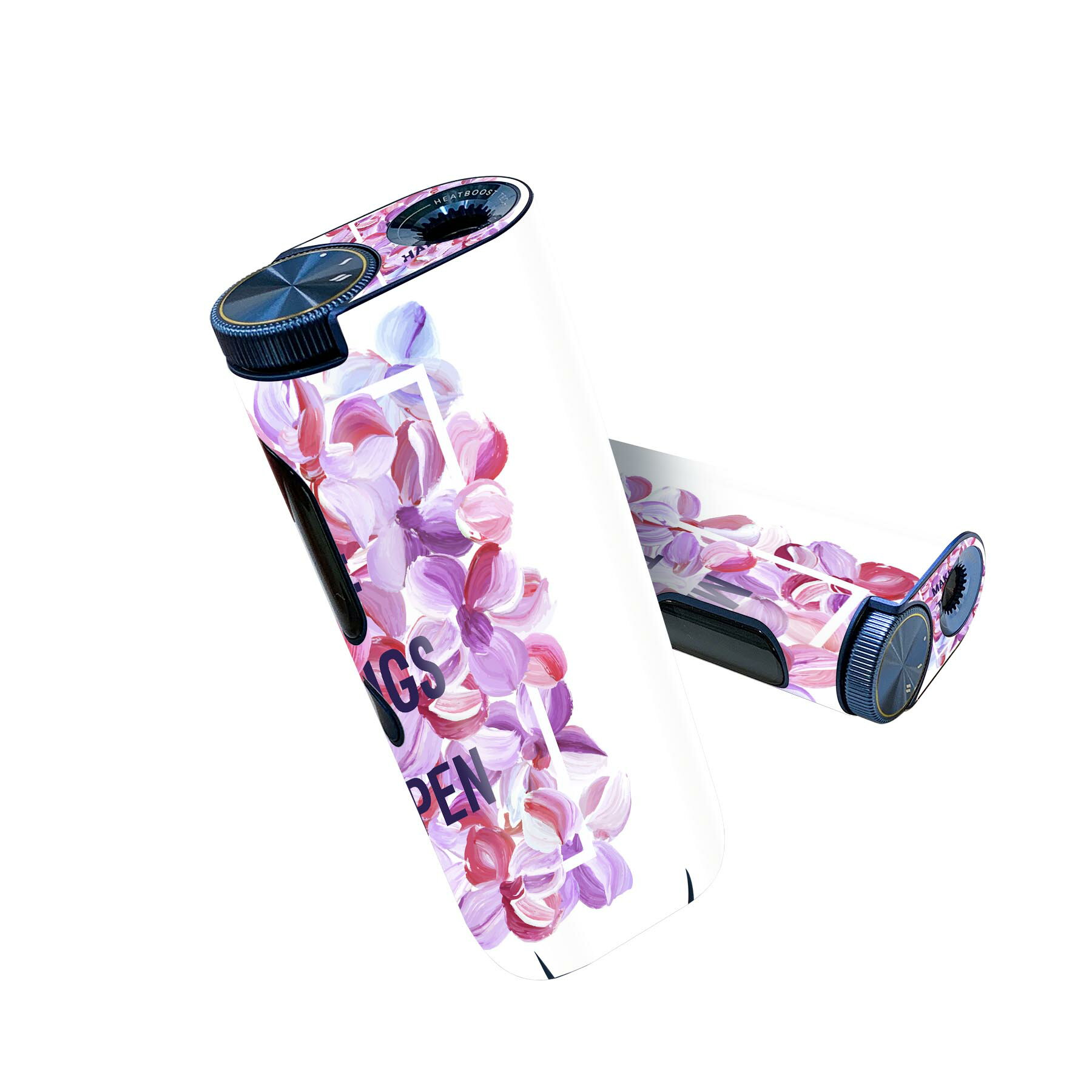 glo hyper pro 用 デザインスキンシール 側面2枚 天面3枚 セット 360°カバー ケース 保護 グロー ハイパー プロ グロウ ステッカー デコ アクセサリー 010561 英語 花 ピンク