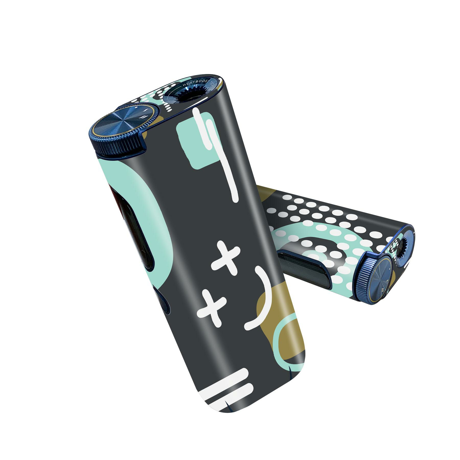 glo hyper pro 用 デザインスキンシール 側面2枚 天面3枚 セット 360°カバー ケース 保護 グロー ハイパー プロ グロウ ステッカー デコ アクセサリー 011032 プラス　グレー　青