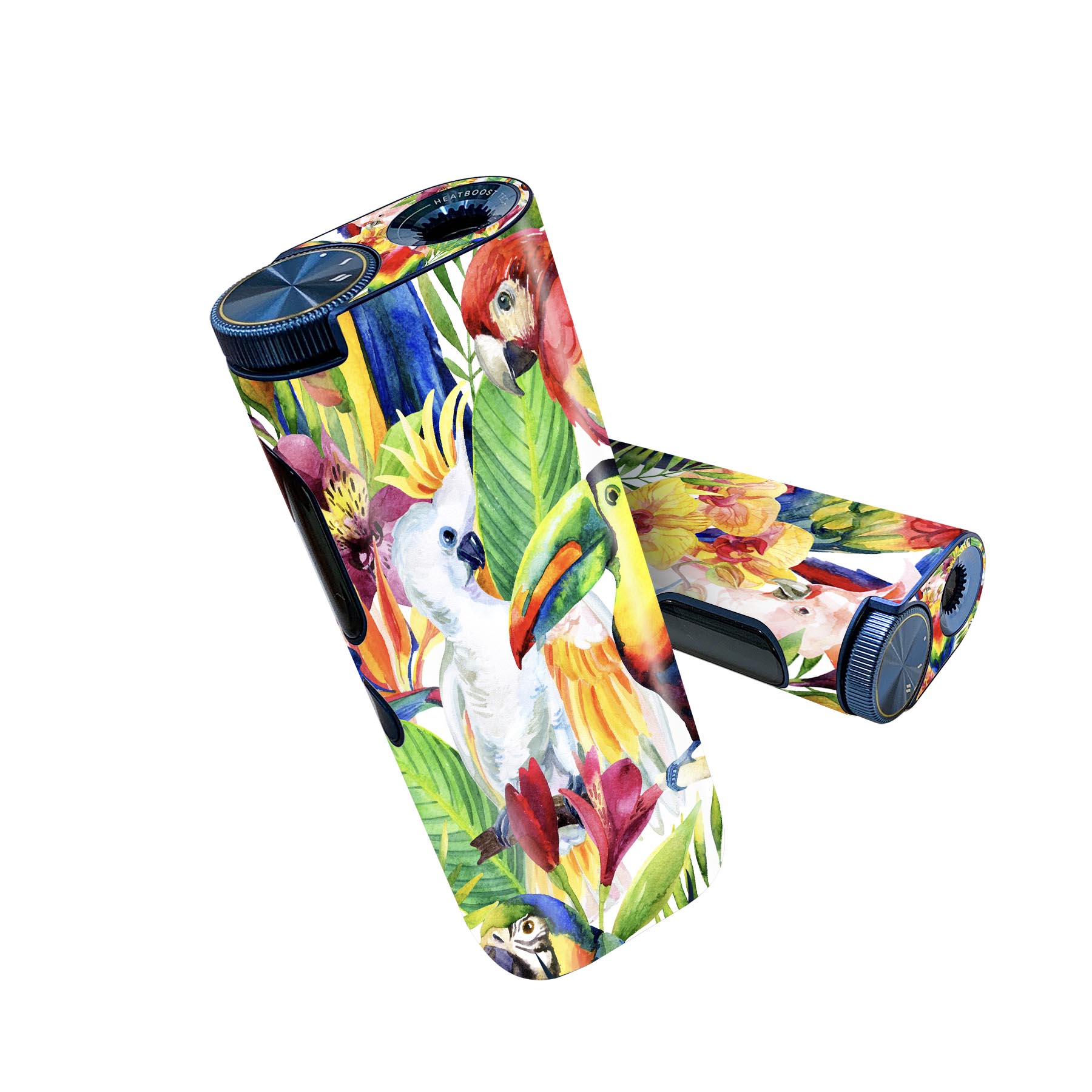 glo hyper pro 用 デザインスキンシール 側面2枚 天面3枚 セット 360°カバー ケース 保護 グロー ハイパー プロ グロウ ステッカー デコ アクセサリー 012543 鳥　カラフル　南国