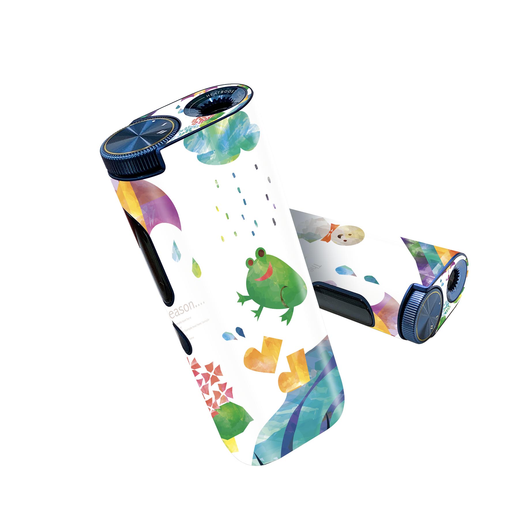 glo hyper pro 用 デザインスキンシール 側面2枚 天面3枚 セット 360°カバー ケース 保護 グロー ハイパー プロ グロウ ステッカー デコ アクセサリー 012976 雨 カエル 傘