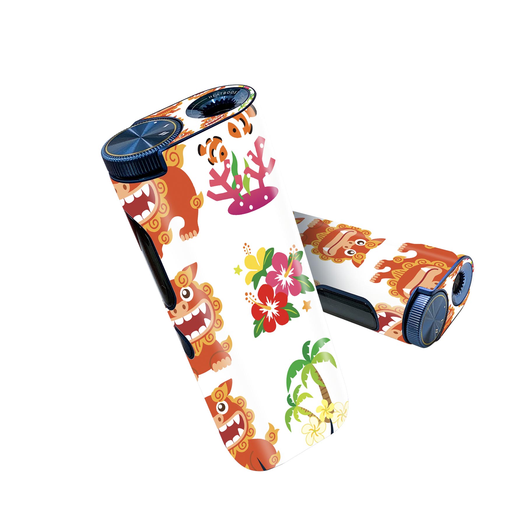 glo hyper pro 用 デザインスキンシール 側面2枚 天面3枚 セット 360°カバー ケース 保護 グロー ハイパー プロ グロウ ステッカー デコ アクセサリー 013765 シーサー 沖縄 ハイビスカス