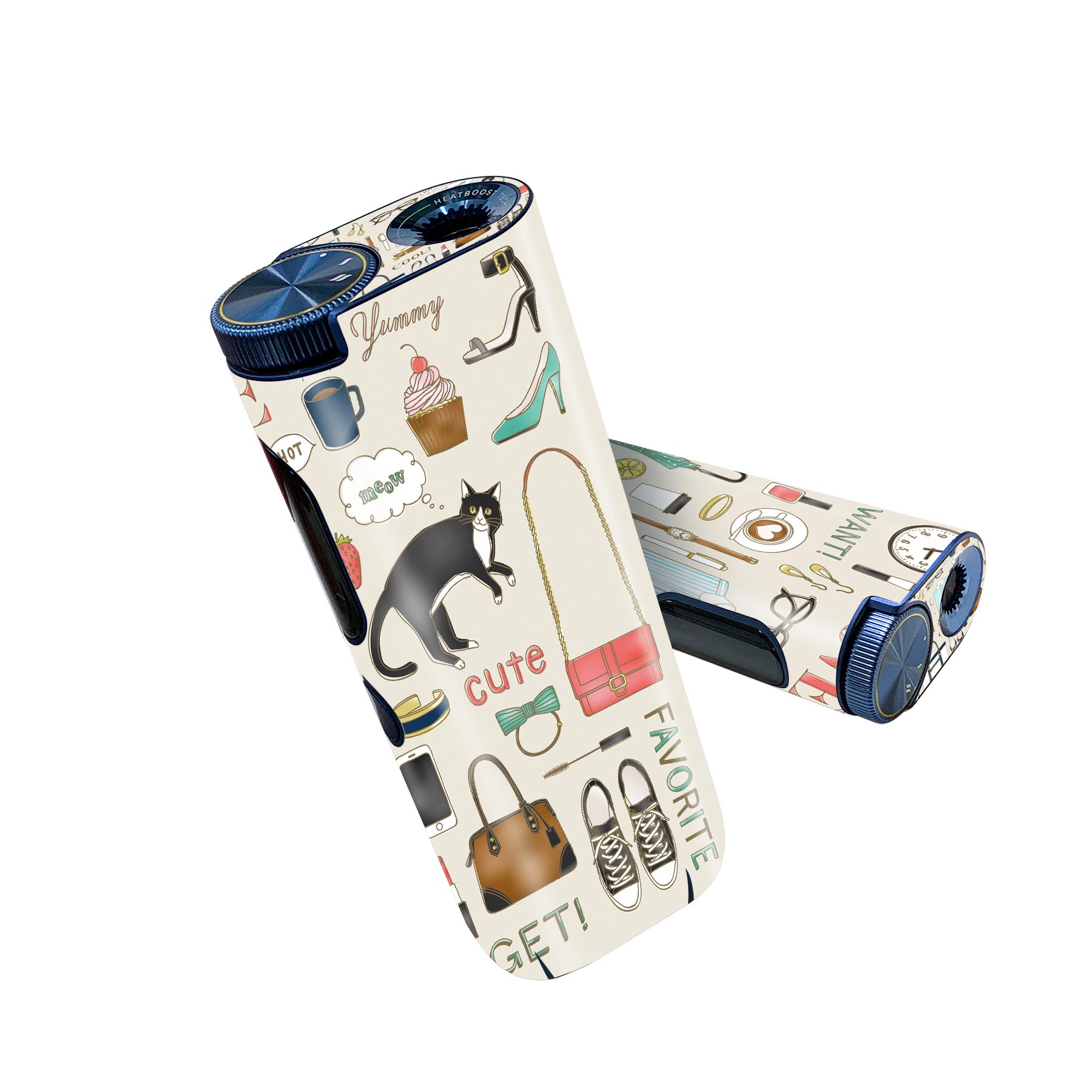 glo hyper pro 用 デザインスキンシール 側面2枚 天面3枚 セット 360°カバー ケース 保護 グロー ハイパー プロ グロウ ステッカー デコ アクセサリー 013903 ファッション　猫　英語