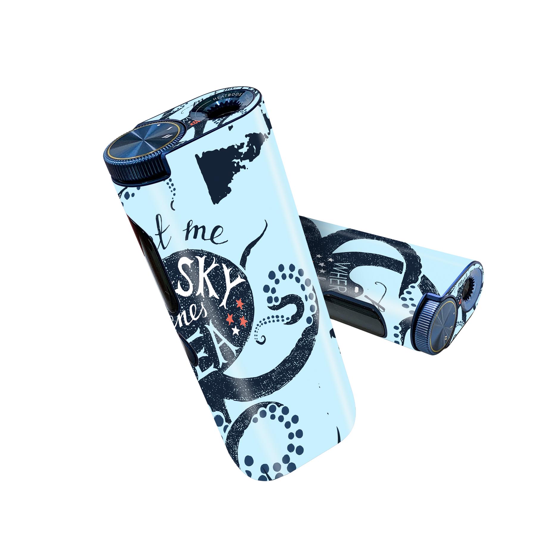 glo hyper pro 用 デザインスキンシール 側面2枚 天面3枚 セット 360°カバー ケース 保護 グロー ハイパー プロ グロウ ステッカー デコ アクセサリー 014473 海　タコ　英語