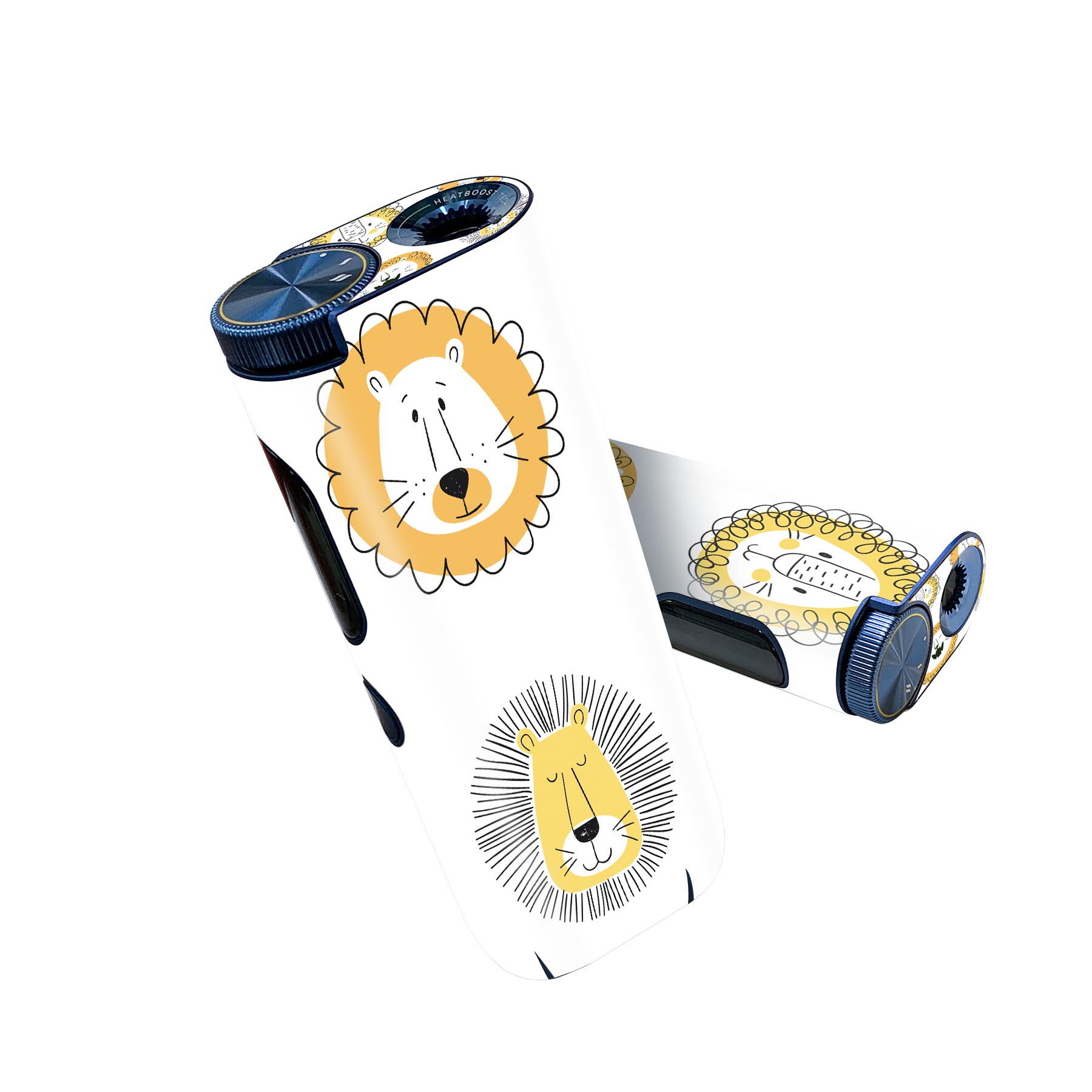 glo hyper pro 用 デザインスキンシール 側面2枚 天面3枚 セット 360°カバー ケース 保護 グロー ハイパー プロ グロウ ステッカー デコ アクセサリー 015906 ライオン　黄色　動物