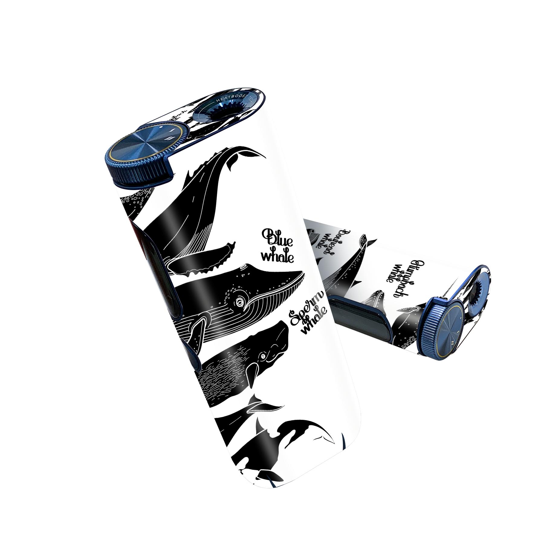 glo hyper pro 用 デザインスキンシール 側面2枚 天面3枚 セット 360°カバー ケース 保護 グロー ハイパー プロ グロウ ステッカー デコ アクセサリー 016164 魚　モノクロ