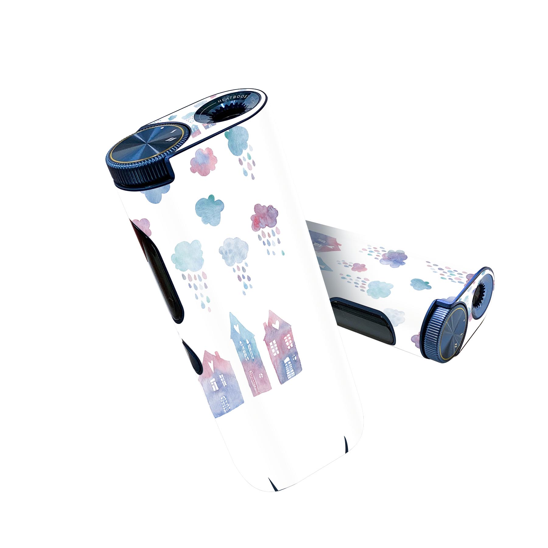 glo hyper pro 用 デザインスキンシール 側面2枚 天面3枚 セット 360°カバー ケース 保護 グロー ハイパー プロ グロウ ステッカー デコ アクセサリー 017790 梅雨 雨の町 かわいい