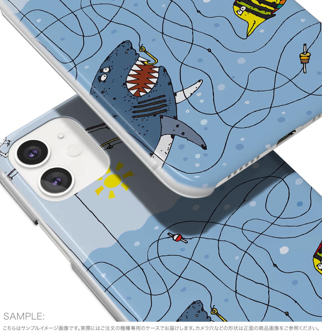 arrows Alpha F-51F 用 スマホカバー f51f ケース カバー ハードケース 025638 釣り　魚　ボート　イラスト