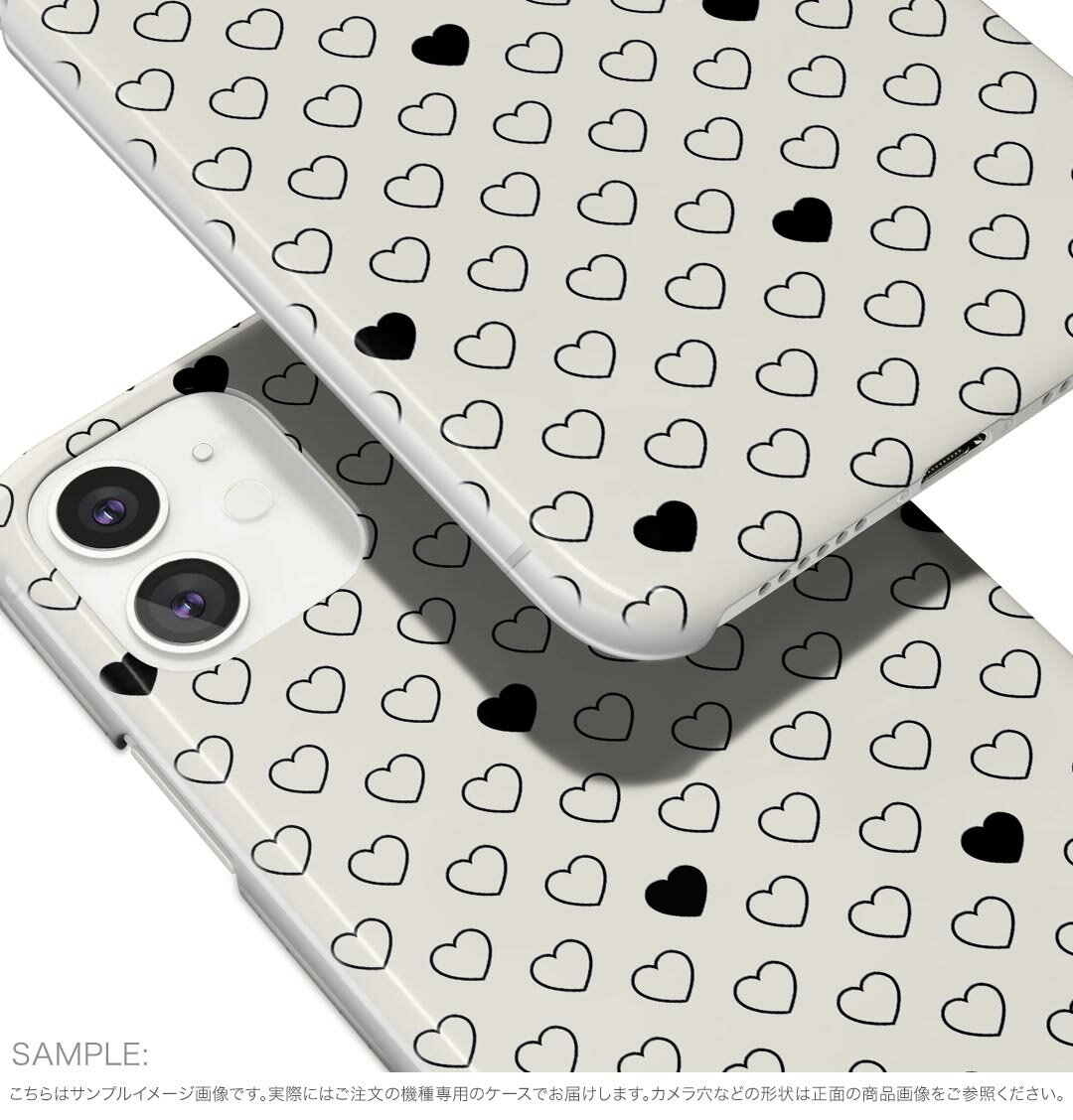 iPhone16 6.1インチ 専用 各キャリア iPhone 16 共通対応 ハード ケース iphone16 対応 ケース カバー ハードケース 007511 白黒　ハート　模様