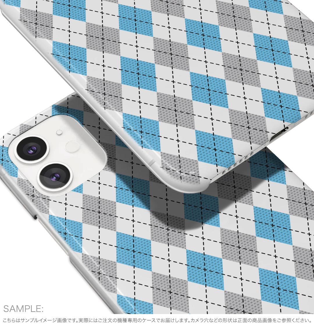 Galaxy A25 用 SC-53F / SCG33 共通対応 sc53f ケース カバー ハードケース 011702 アーガイル柄　模様　水色
