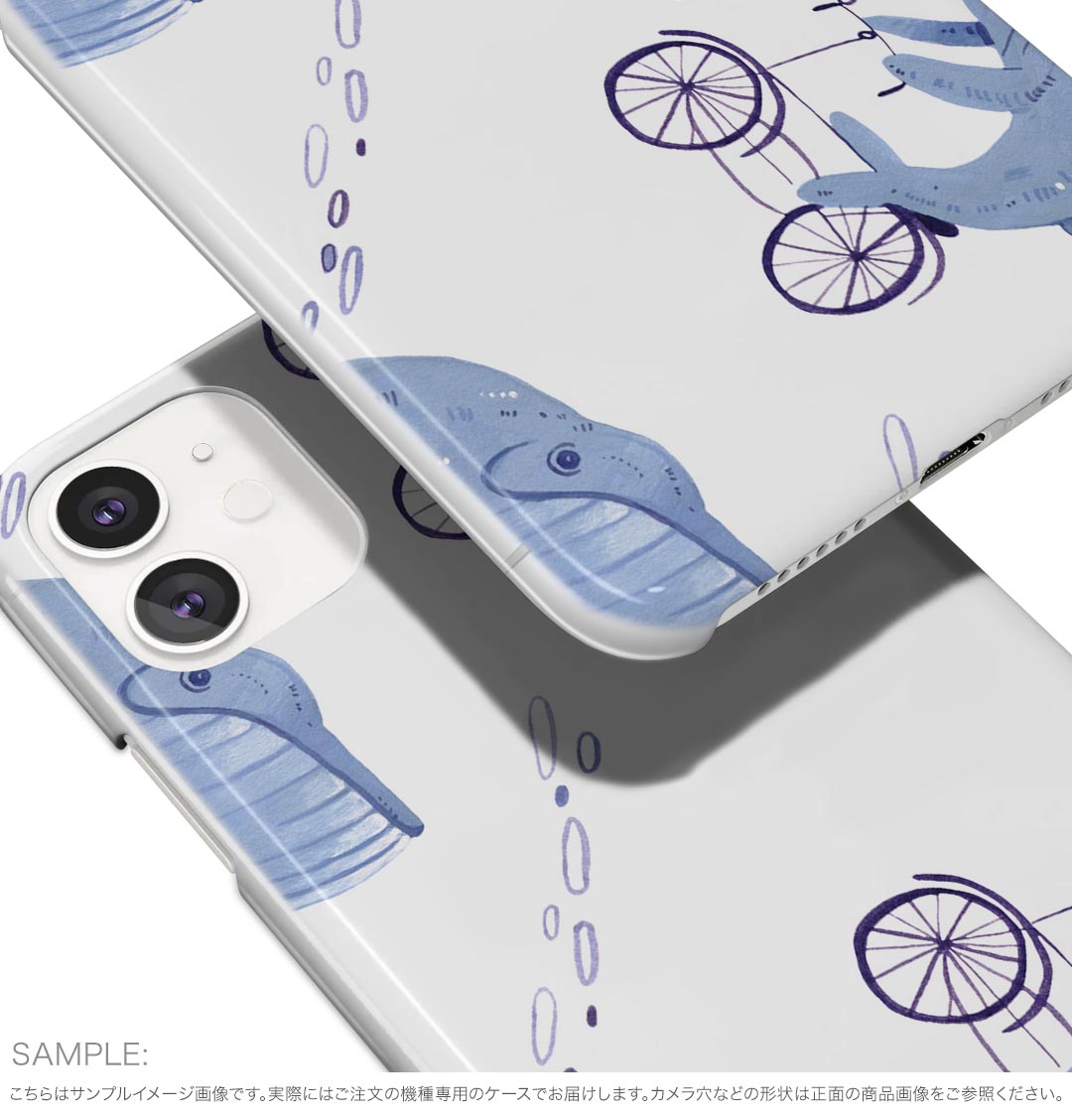 AQUOS sense9 用 スマホケース SH-53E / SHG14 / SH-M29 共通対応 sh53e ケース カバー ハードケース 014757 くじら　自転車　模様