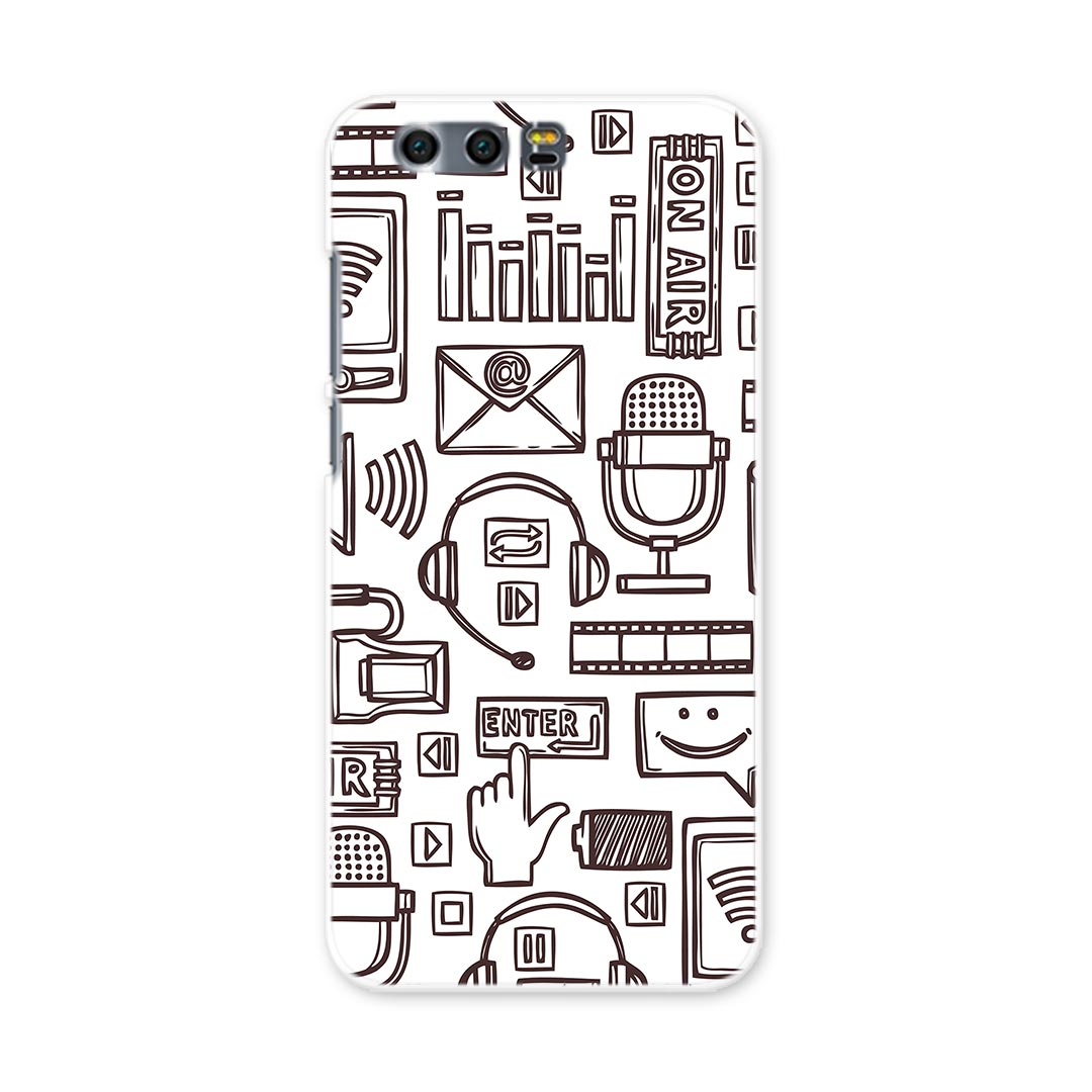 honor 9 HUAWEI honor9 simfree SIMフリー スマホ カバー ケース スマホケース スマホカバー PC ハードケース 白黒　イラスト　ラジオ ユニーク 008788