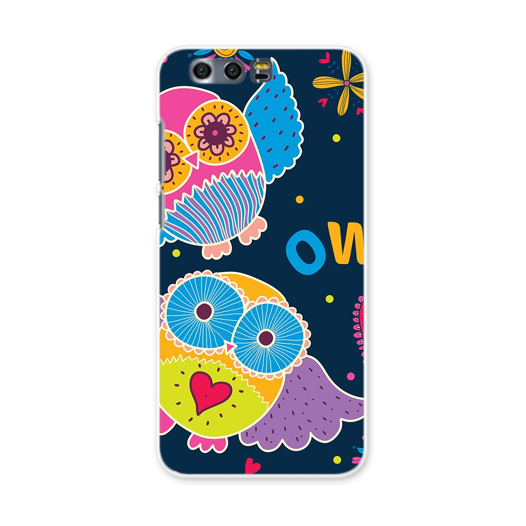 樂天商城 - honor 9 HUAWEI honor9 simfree SIMフリー スマホ カバー ケース スマホケース スマホカバー PC ハードケース フクロウ　カラフル　イラスト アニマル 008907