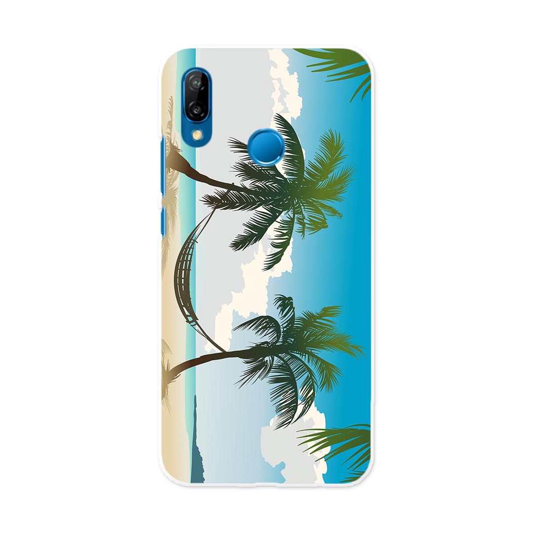 HWV32 HUAWEI P20 lite ファーウェイ ピー トゥエンティー ライト au エーユー hwv32 スマホ カバー ケース スマホケース スマホカバー PC ハードケース 001349 ヤシの木　南国