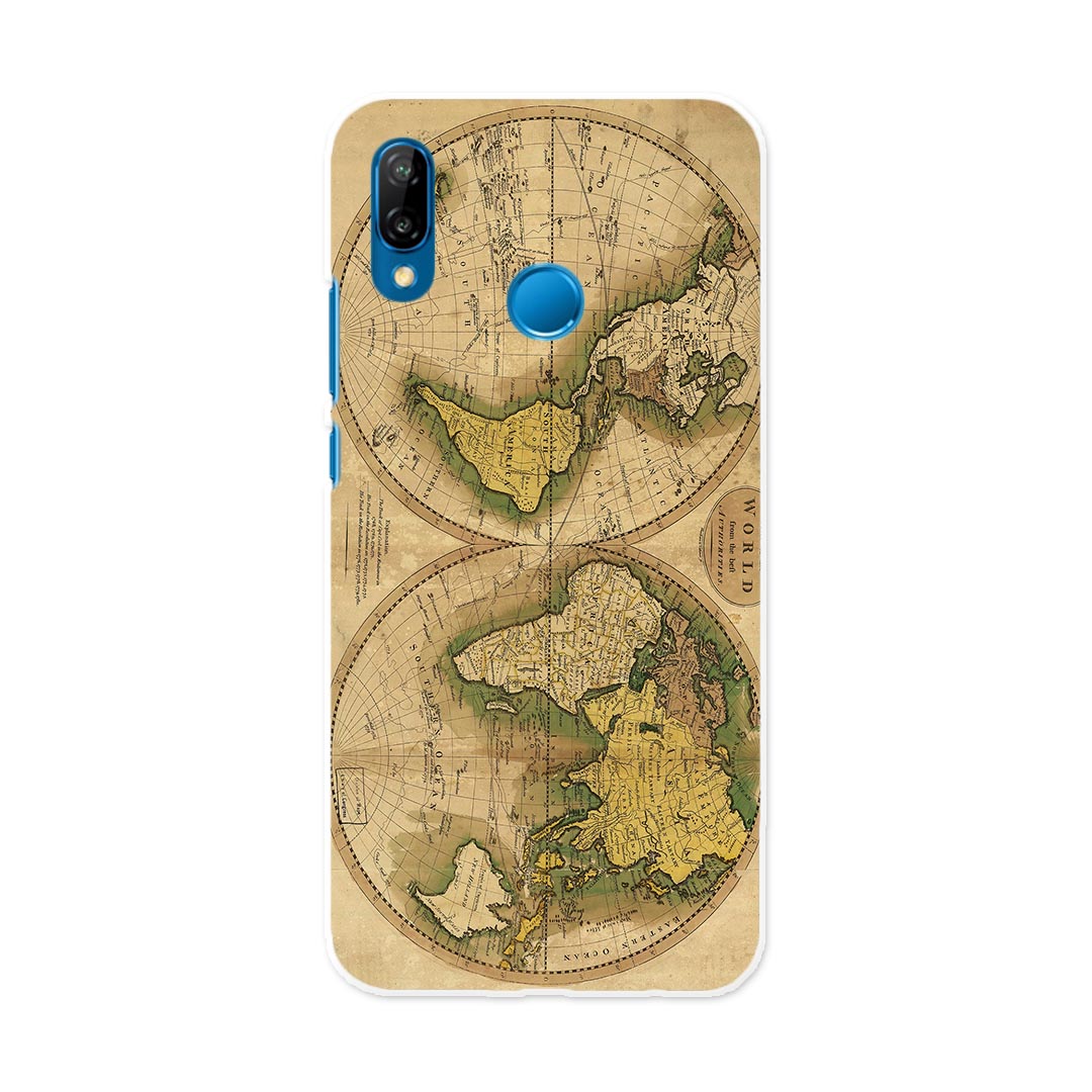 HWV32 HUAWEI P20 lite ファーウェイ ピー トゥエンティー ライト au エーユー hwv32 スマホ カバー ケース スマホケース スマホカバー PC ハードケース 006044 世界　地図