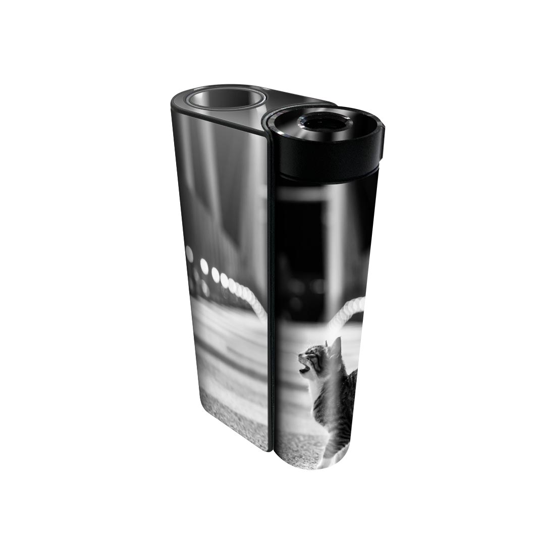 glo hyper x2 専用 デザインスキンシール 全面 フルセット カバー ケース 保護 グロー グロウ ステッカー デコ アクセサリー 電子たばこ 023087 猫 ねこ 写真 モノクロ