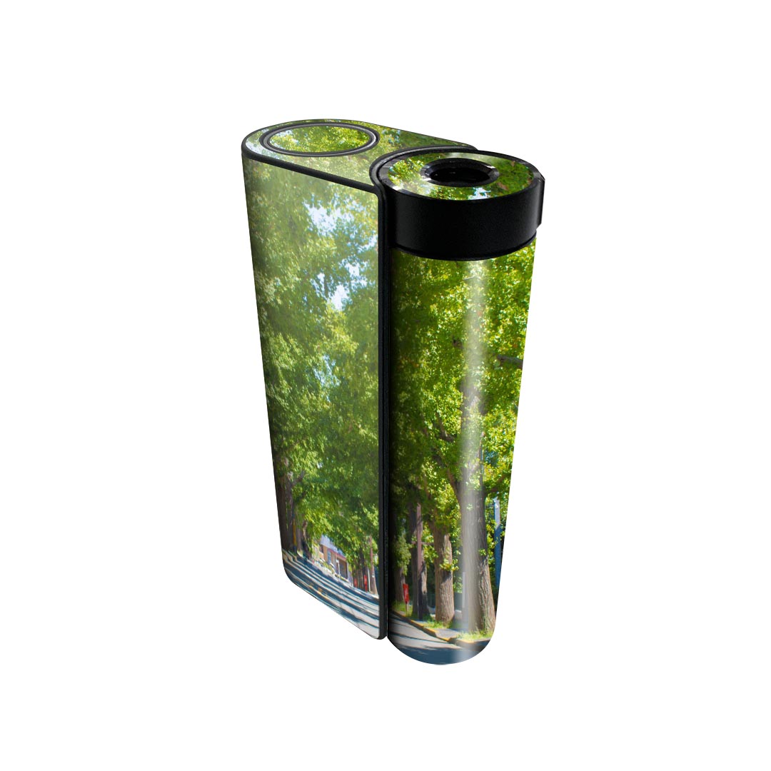 glo hyper x2 専用 デザインスキンシール 全面 フルセット カバー ケース 保護 グロー グロウ ステッカー デコ アクセサリー 電子たばこ 026014 横断歩道　並木道　木　緑