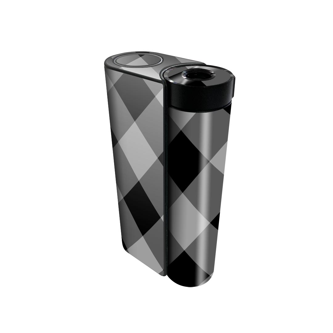 glo hyper x2 専用 デザインスキンシール 全面 フルセット カバー ケース 保護 グロー グロウ ステッカー デコ アクセサリー 電子たばこ 004266 チェック　黒