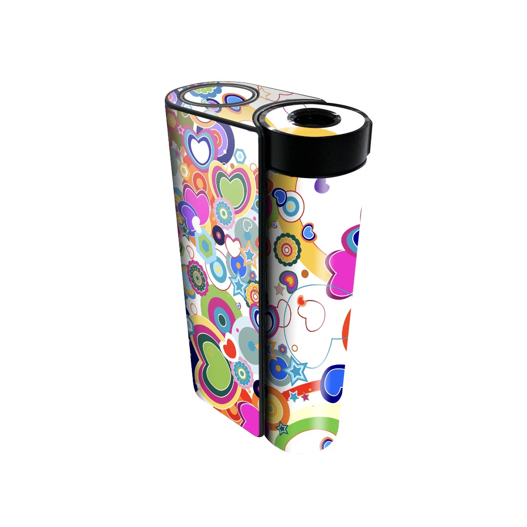 glo hyper x2 専用 デザインスキンシール 全面 フルセット カバー ケース 保護 グロー グロウ ステッカー デコ アクセサリー 電子たばこ 004640 ハート　カラフル