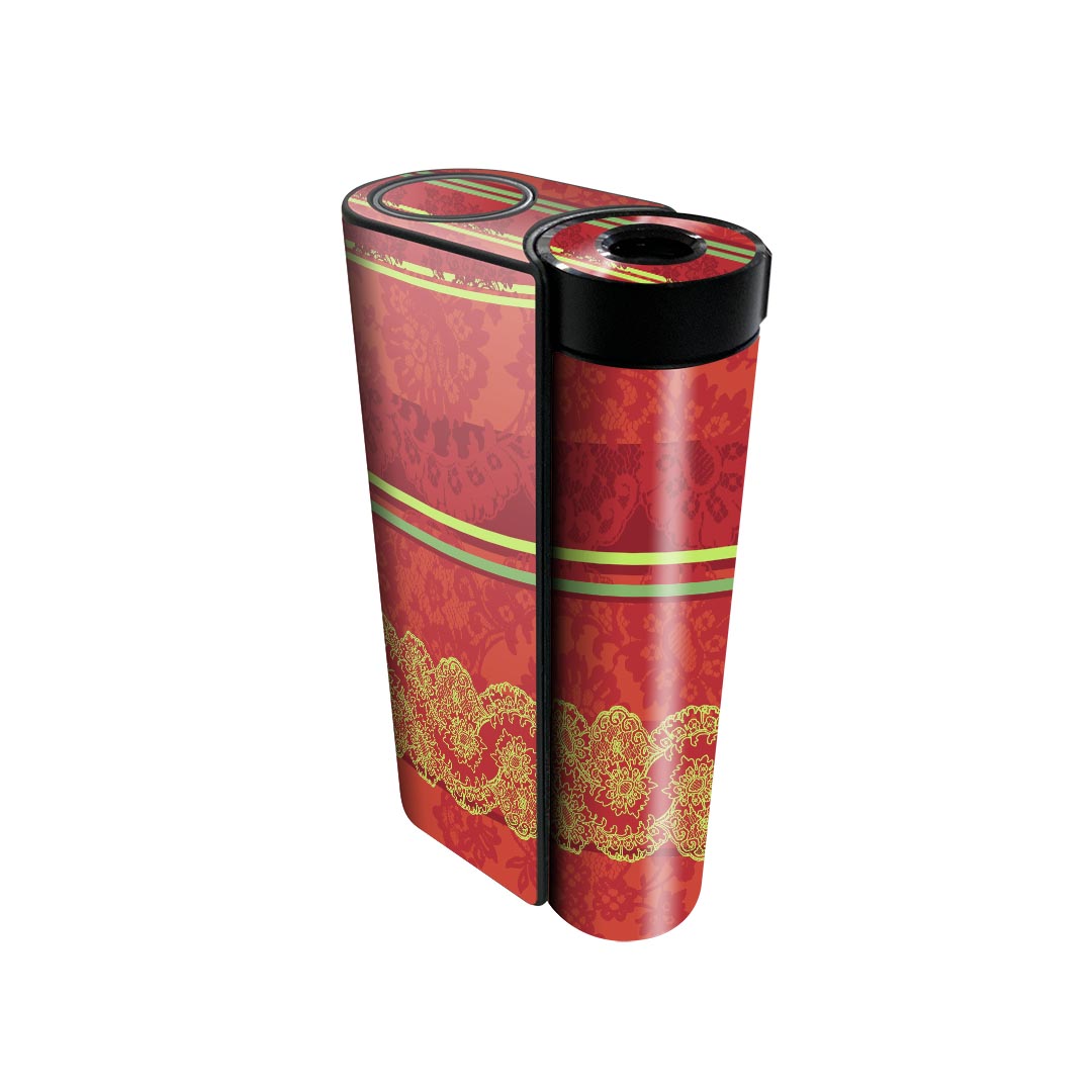 glo hyper x2 専用 デザインスキンシール 全面 フルセット カバー ケース 保護 グロー グロウ ステッカー デコ アクセサリー 電子たばこ 004792 模様　赤