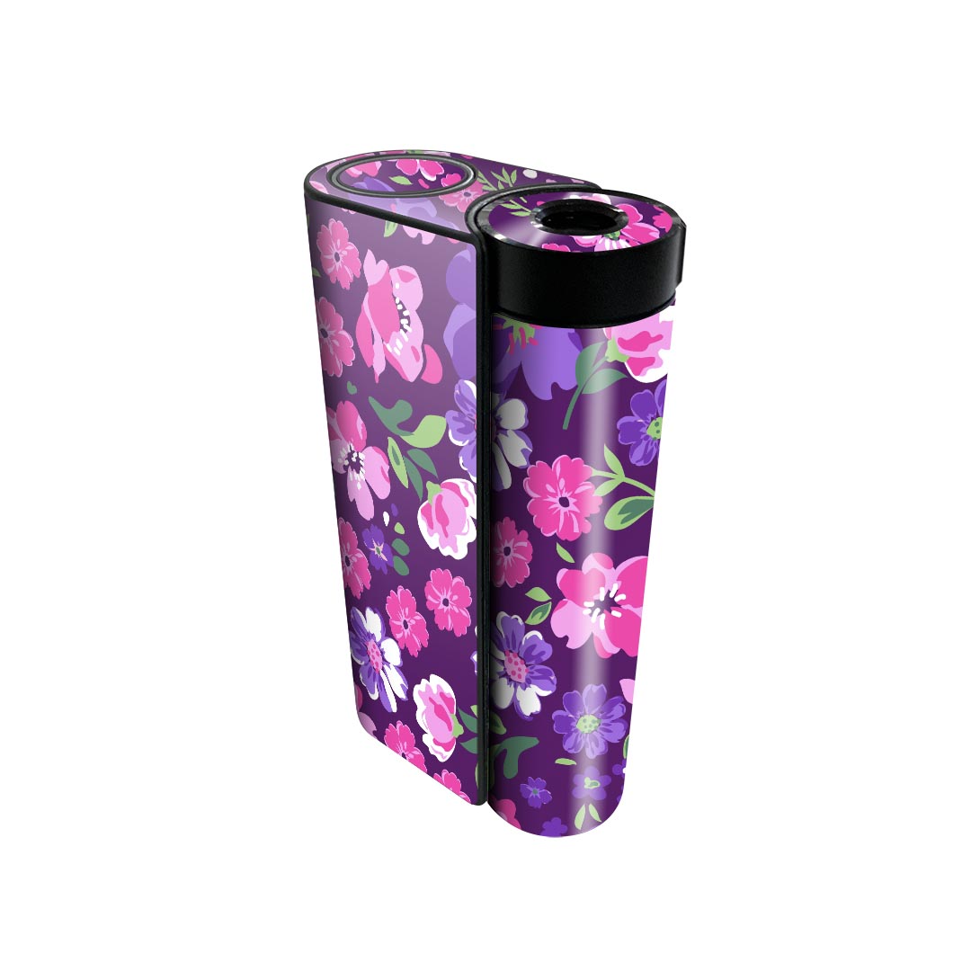 glo hyper x2 専用 デザインスキンシール 全面 フルセット カバー ケース 保護 グロー グロウ ステッカー デコ アクセサリー 電子たばこ 004876 花　　紫