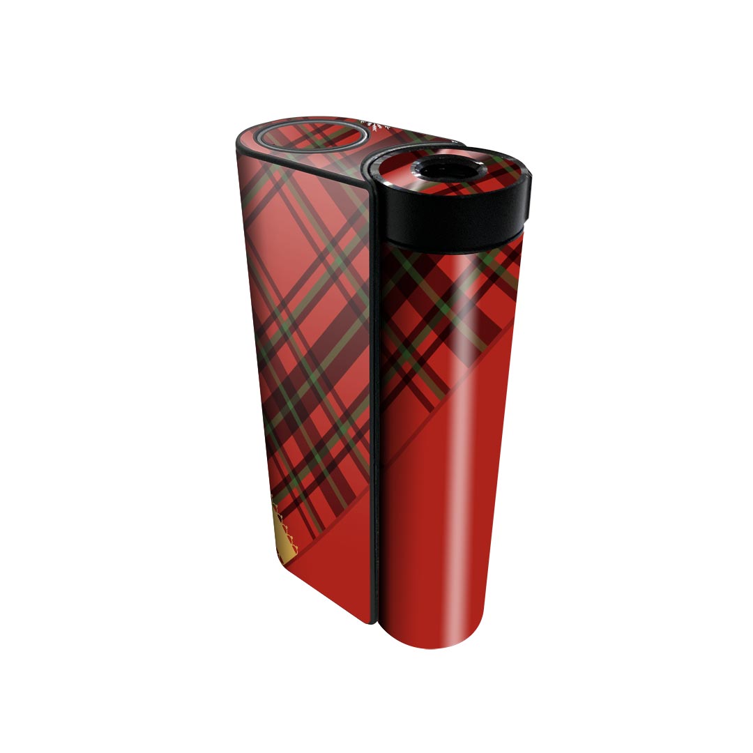 glo hyper x2 専用 デザインスキンシール 全面 フルセット カバー ケース 保護 グロー グロウ ステッカー デコ アクセサリー 電子たばこ 005538 赤　チェック　雪　結晶