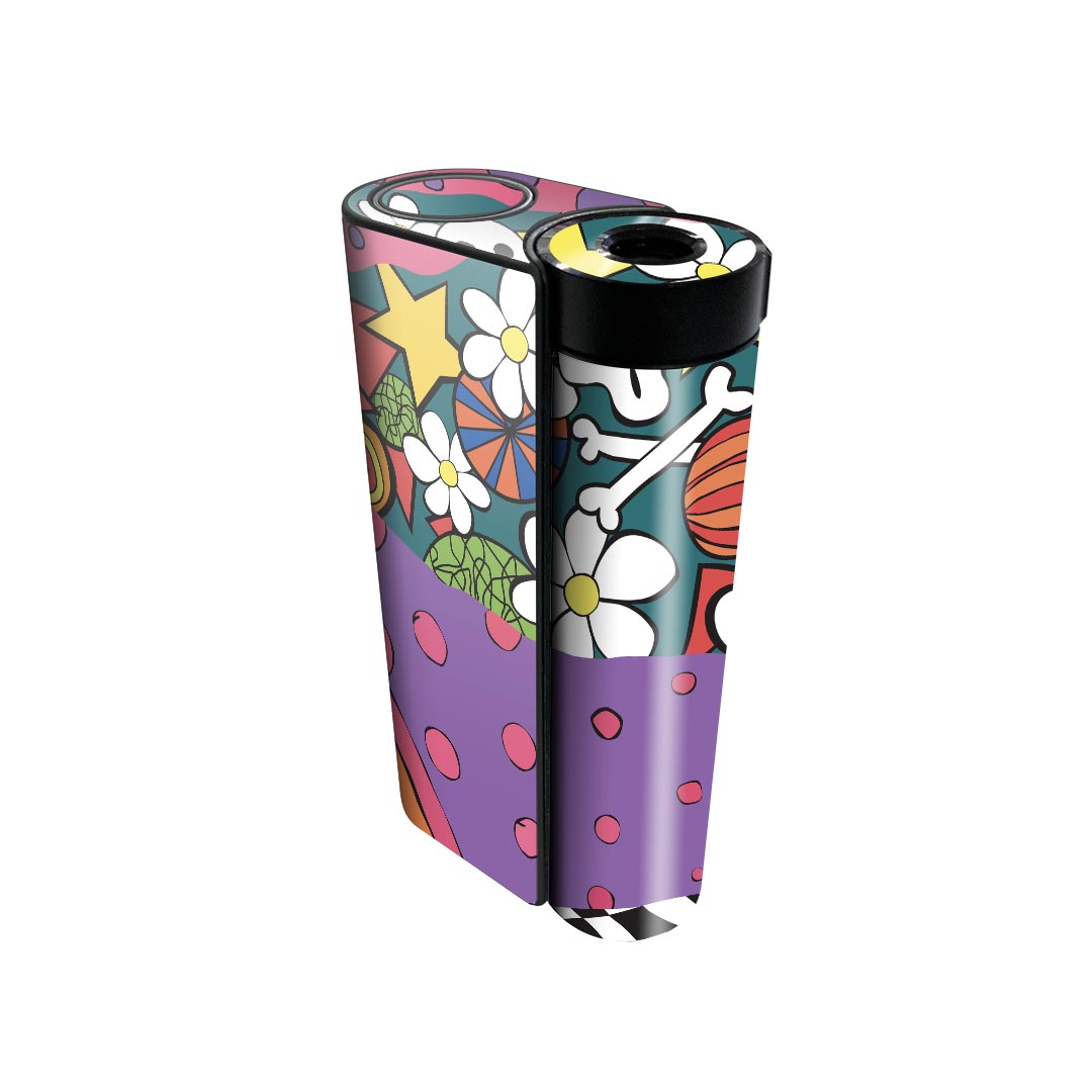 glo hyper x2 専用 デザインスキンシール 全面 フルセット カバー ケース 保護 グロー グロウ ステッカー デコ アクセサリー 電子たばこ 005576 カラフル　イラスト