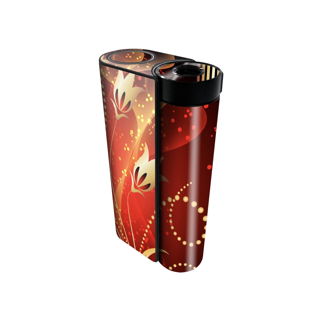 glo hyper x2 専用 デザインスキンシール 全面 フルセット カバー ケース 保護 グロー グロウ ステッカー デコ アクセサリー 電子たばこ 005878 植物　赤　レッド