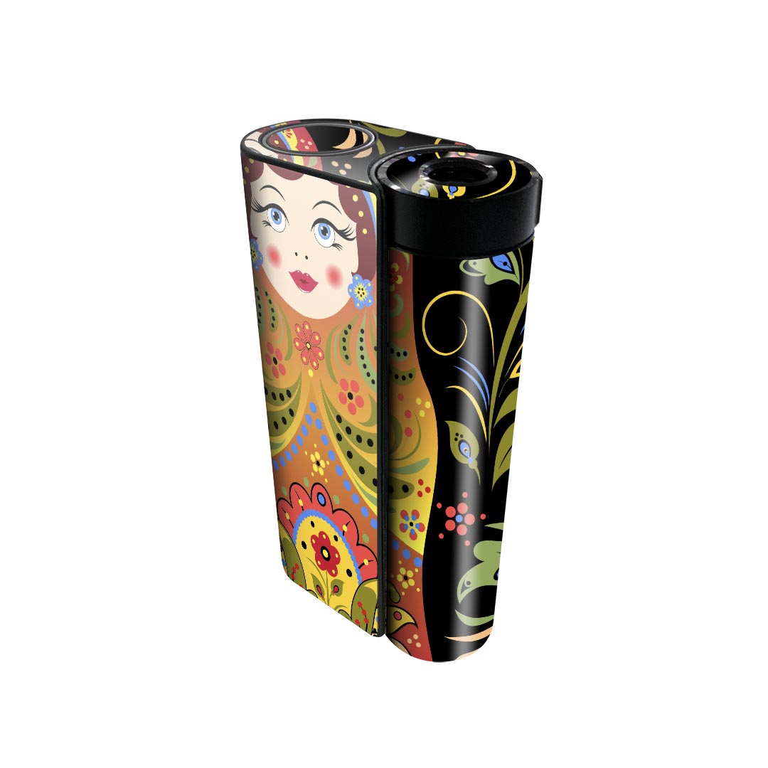 glo hyper x2 専用 デザインスキンシール 全面 フルセット カバー ケース 保護 グロー グロウ ステッカー デコ アクセサリー 電子たばこ 007293 花　　マトリョーシカ　イラスト