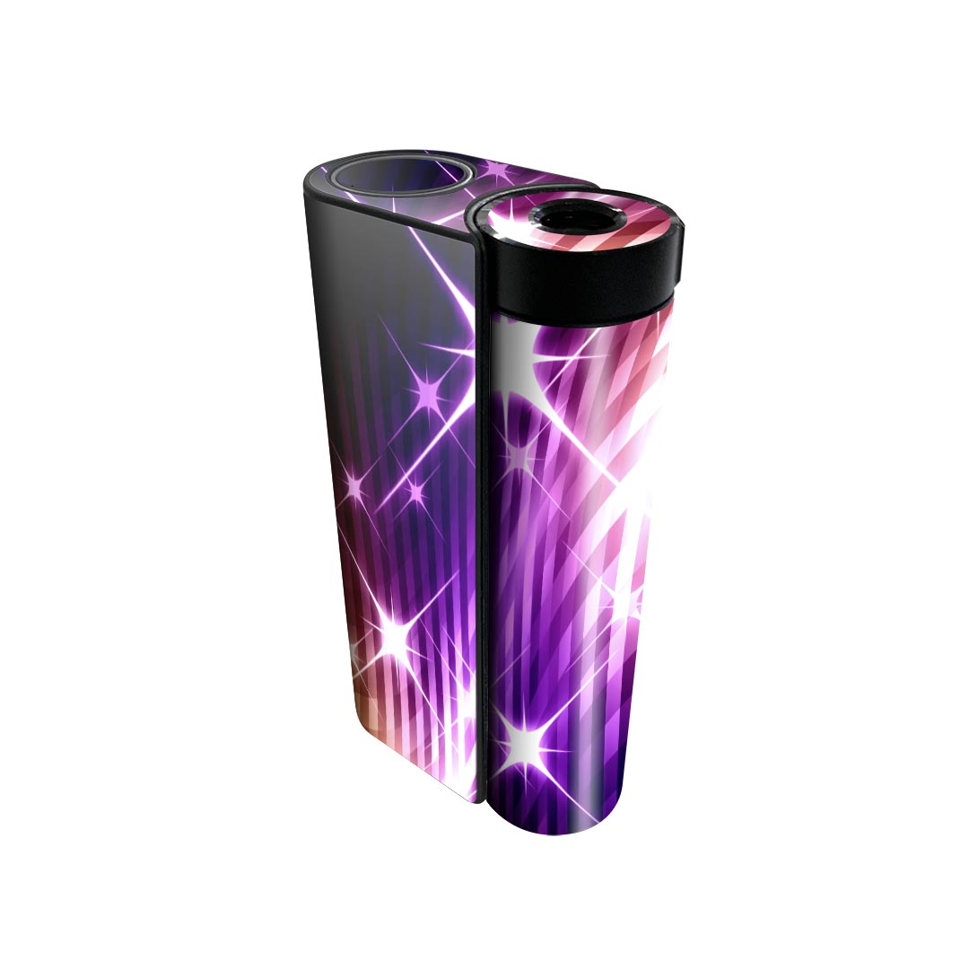 glo hyper x2 専用 デザインスキンシール 全面 フルセット カバー ケース 保護 グロー グロウ ステッカー デコ アクセサリー 電子たばこ 007657 チェック　きらきら　黄色　紫