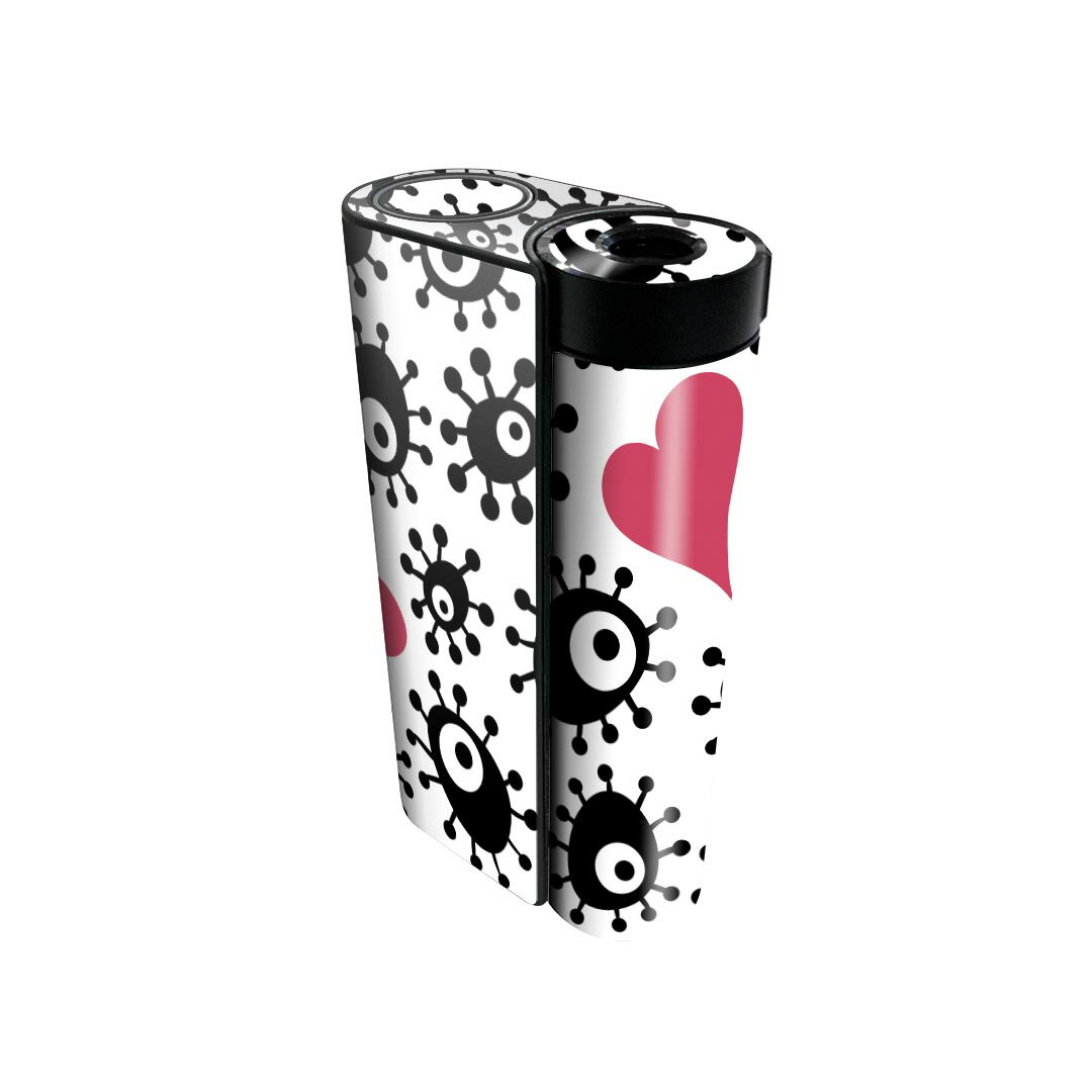 glo hyper x2 専用 デザインスキンシール 全面 フルセット カバー ケース 保護 グロー グロウ ステッカー デコ アクセサリー 電子たばこ 007845 ハート モンスター 黒 ブラック