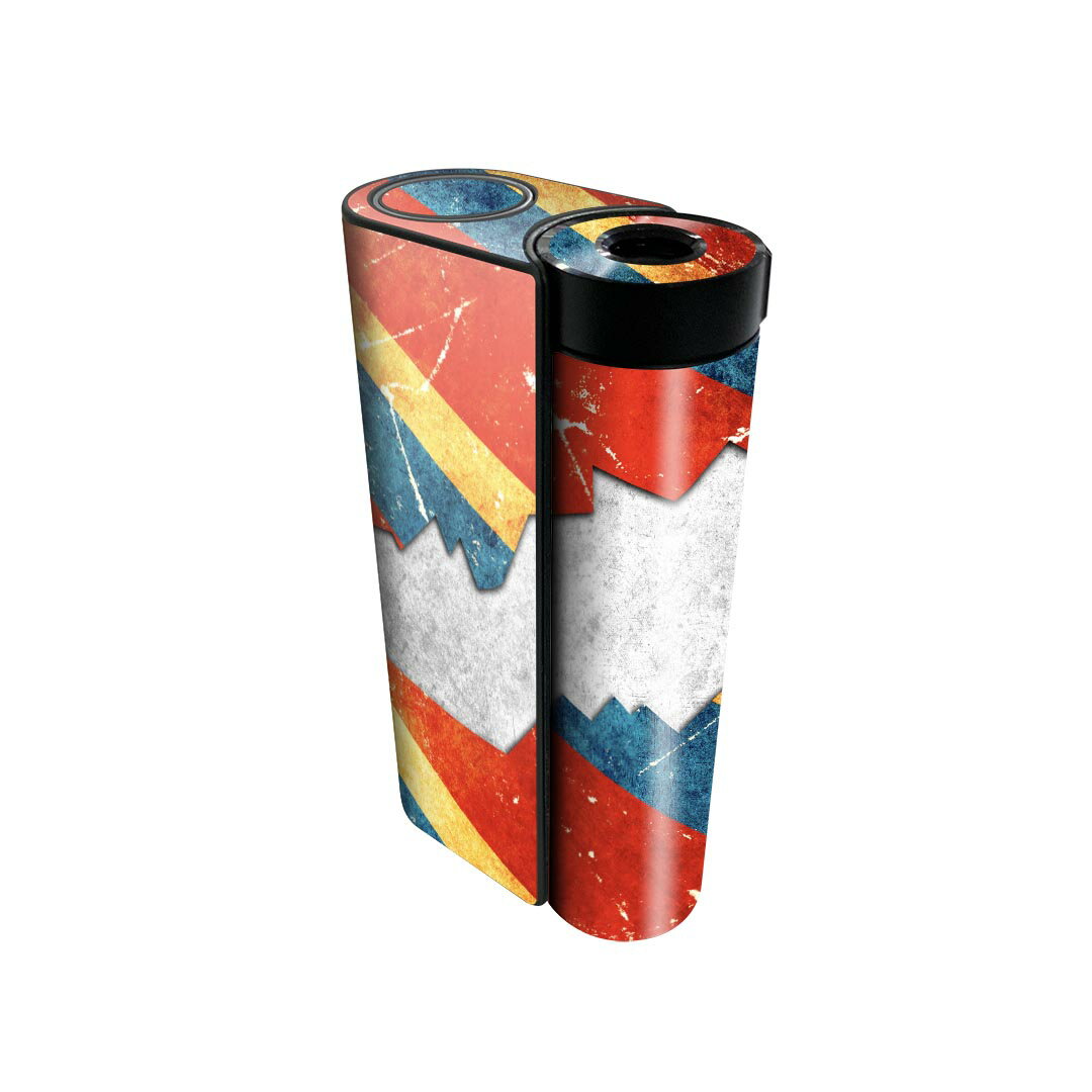 glo hyper x2 専用 デザインスキンシール 全面 フルセット カバー ケース 保護 グロー グロウ ステッカー デコ アクセサリー 電子たばこ 008006 カラフル　レトロ　赤　レッド