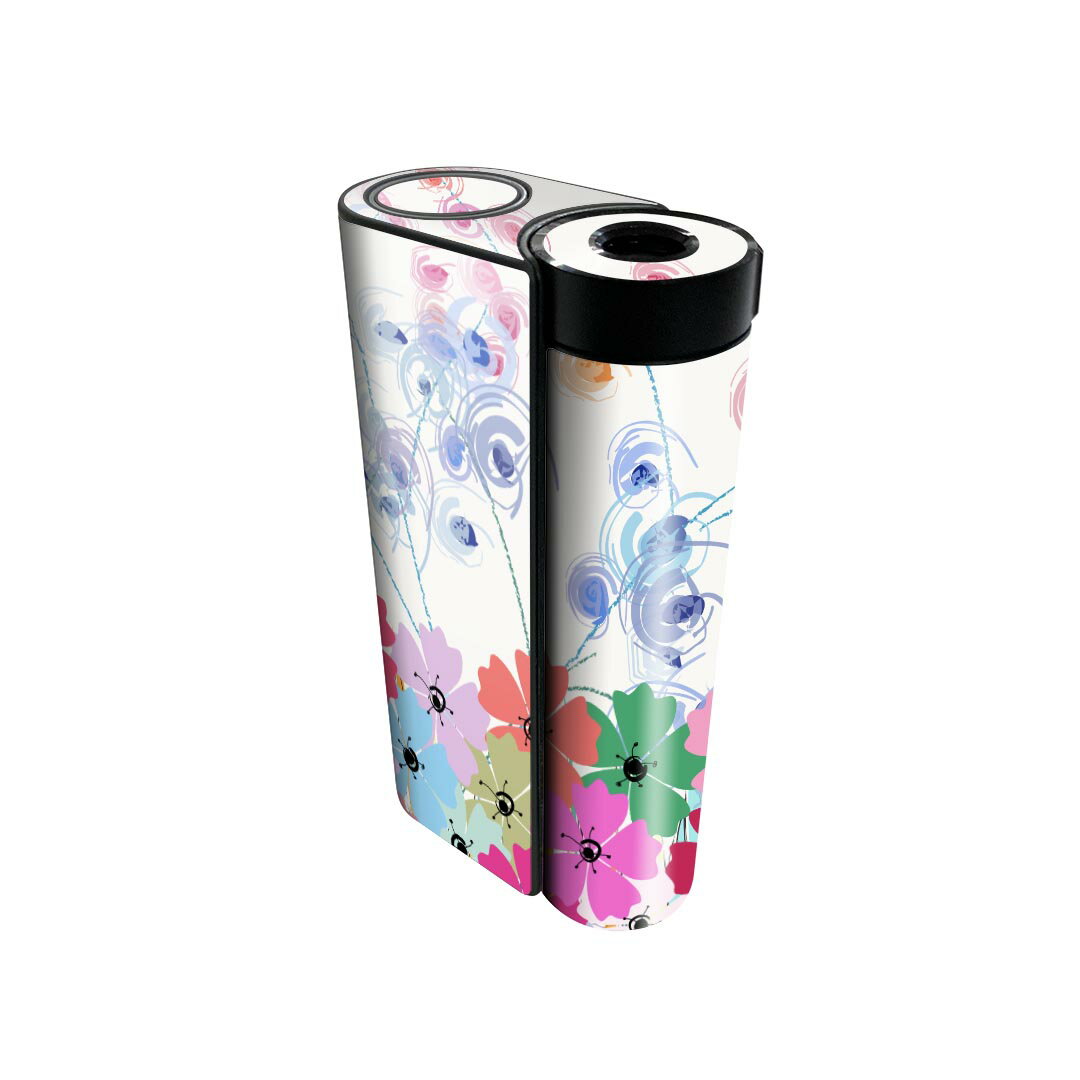 glo hyper x2 専用 デザインスキンシール 全面 フルセット カバー ケース 保護 グロー グロウ ステッカー デコ アクセサリー 電子たばこ 008040 花 カラフル ピンク