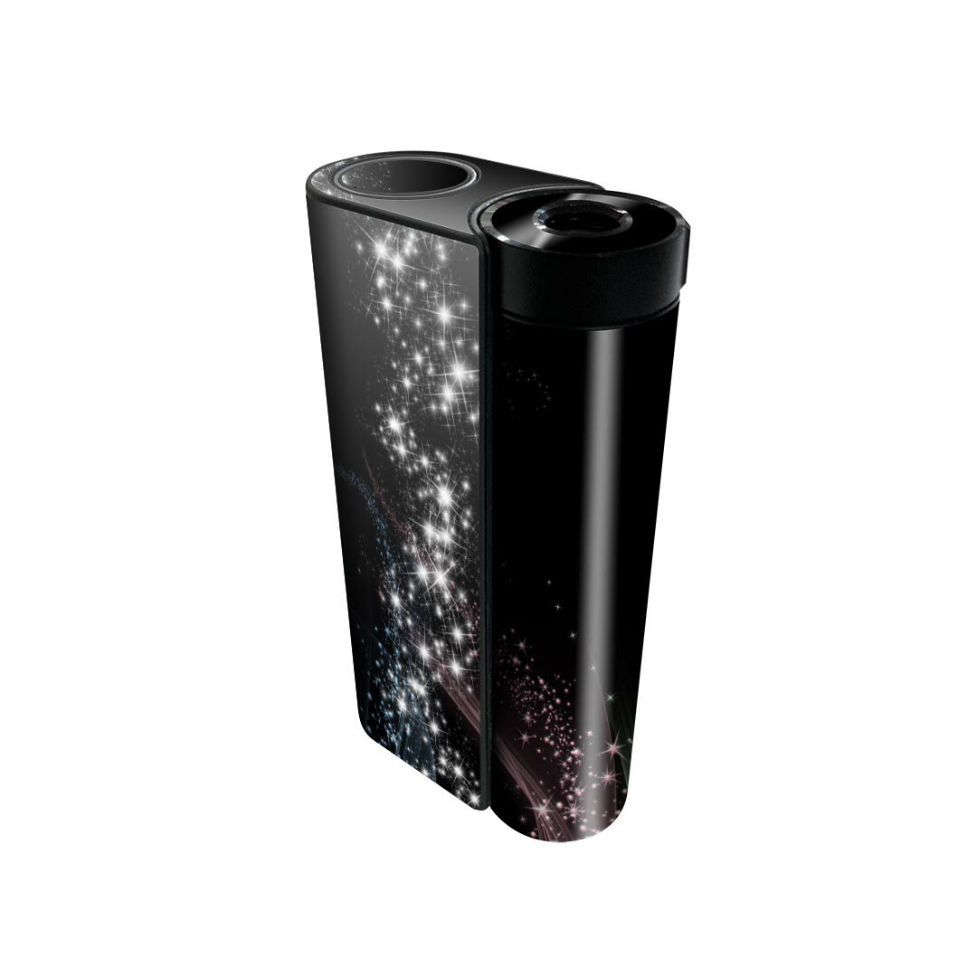 glo hyper x2 専用 デザインスキンシール 全面 フルセット カバー ケース 保護 グロー グロウ ステッカー デコ アクセサリー 電子たばこ 008213 カラフル　レインボー　きらきら　黒　ブラック