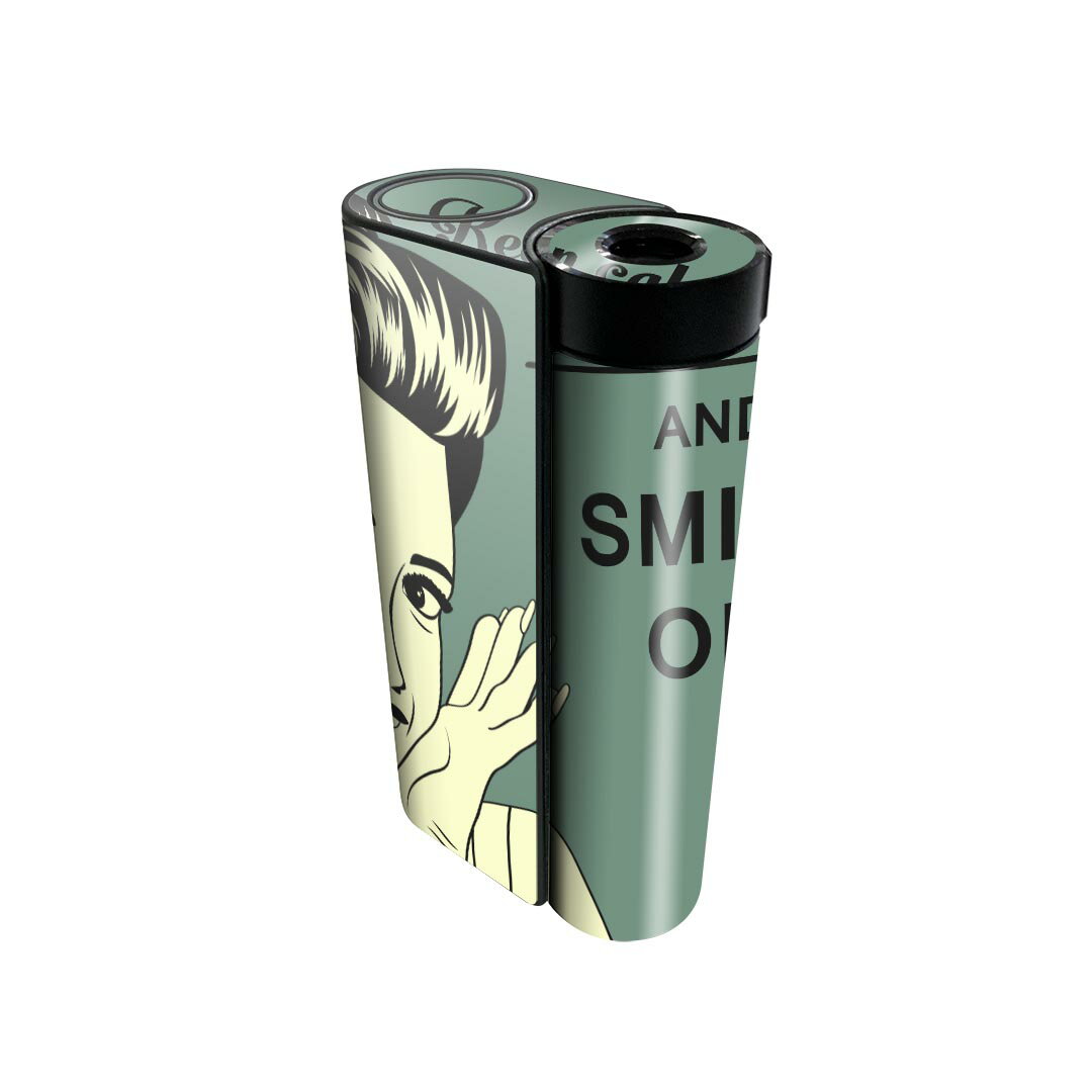 glo hyper x2 専用 デザインスキンシール 全面 フルセット カバー ケース 保護 グロー グロウ ステッカー デコ アクセサリー 電子たばこ 008273 イラスト　人物　文字　グリーン