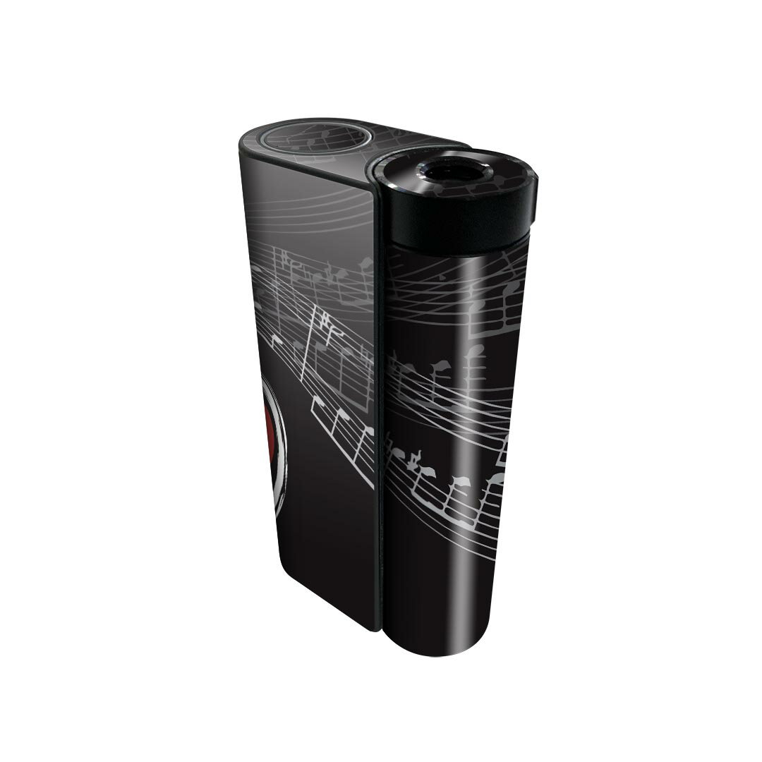 glo hyper x2 専用 デザインスキンシール 全面 フルセット カバー ケース 保護 グロー グロウ ステッカー デコ アクセサリー 電子たばこ 008511 黒　ブラック　音符　楽譜　ハート