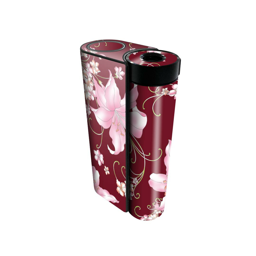 glo hyper x2 専用 デザインスキンシール 全面 フルセット カバー ケース 保護 グロー グロウ ステッカー デコ アクセサリー 電子たばこ 008640 花　　赤　レッド　ピンク