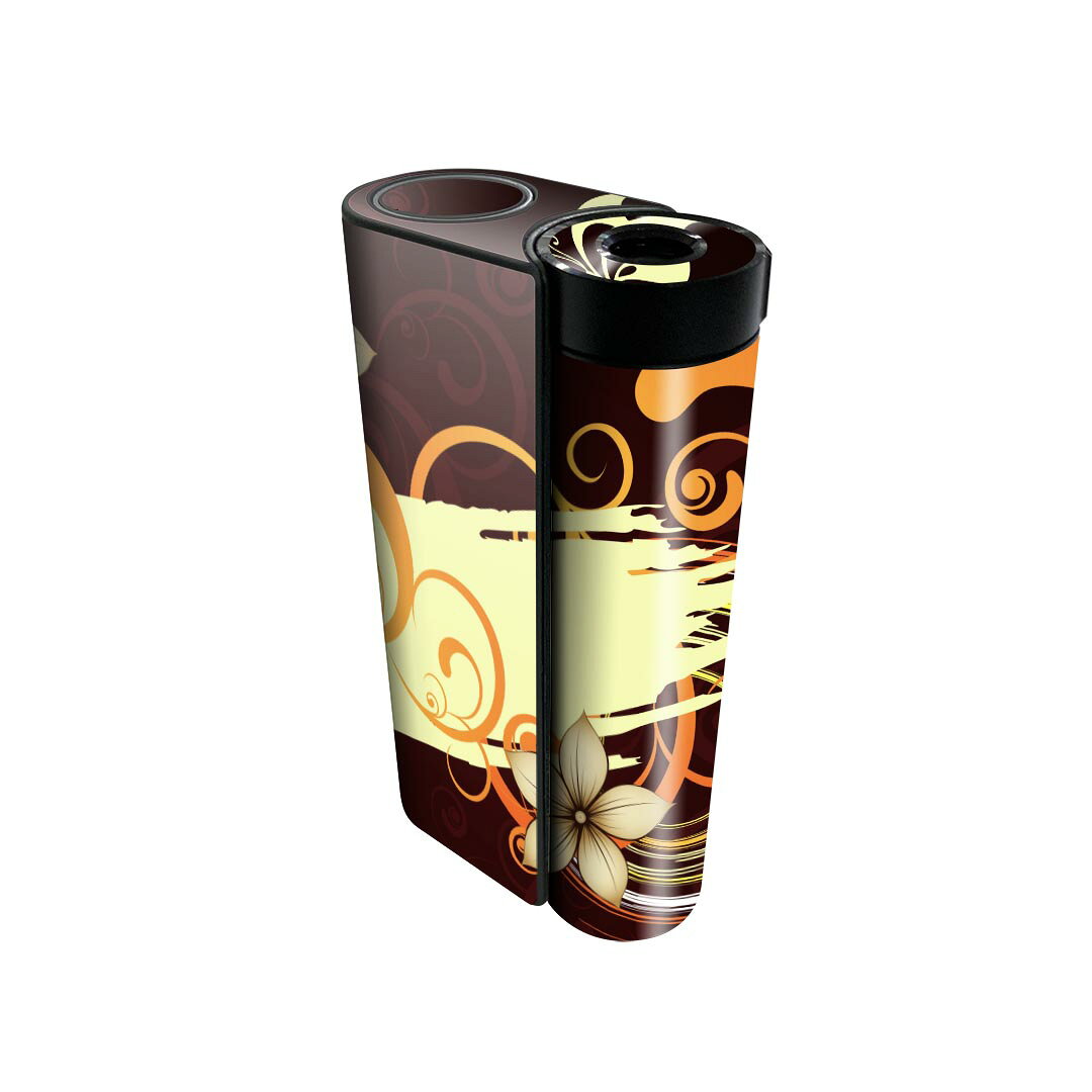 glo hyper x2 専用 デザインスキンシール 全面 フルセット カバー ケース 保護 グロー グロウ ステッカー デコ アクセサリー 電子たばこ 008947 花　　黒　ブラック