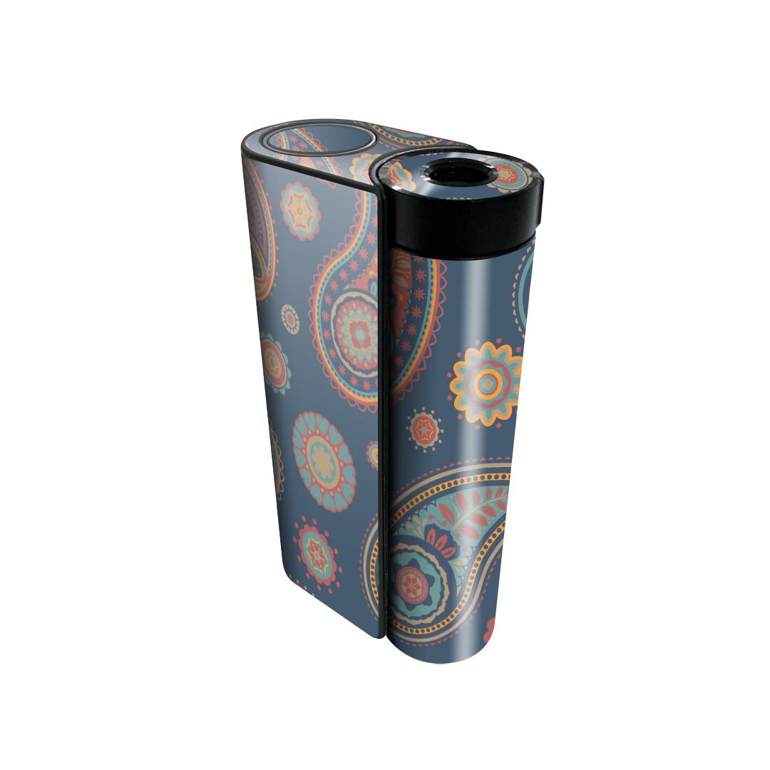 glo hyper x2 専用 デザインスキンシール 全面 フルセット カバー ケース 保護 グロー グロウ ステッカー デコ アクセサリー 電子たばこ 010403 ペイズリー　紺　模様