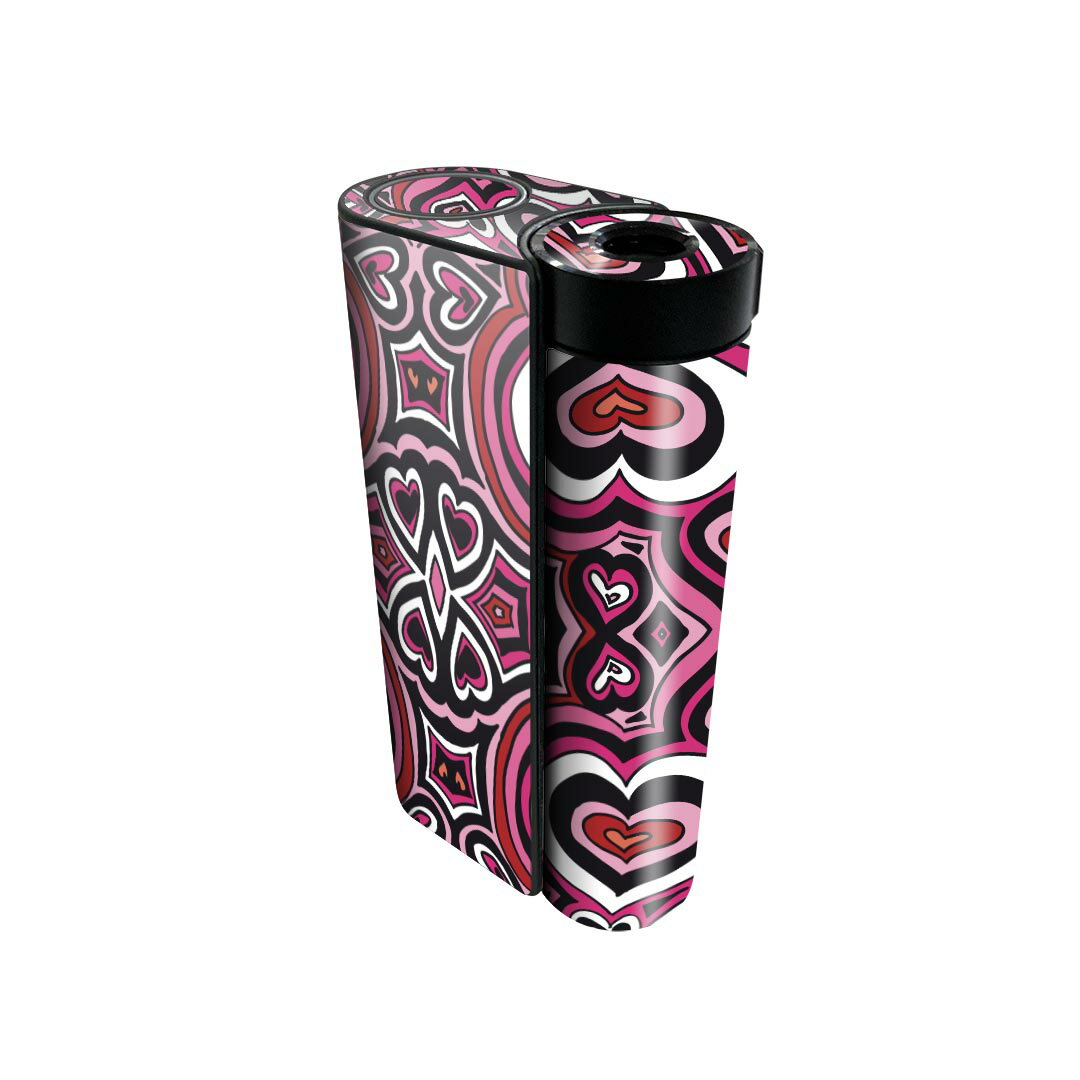 glo hyper x2 専用 デザインスキンシール 全面 フルセット カバー ケース 保護 グロー グロウ ステッカー デコ アクセサリー 電子たばこ 010613 ハート ピンク 黒