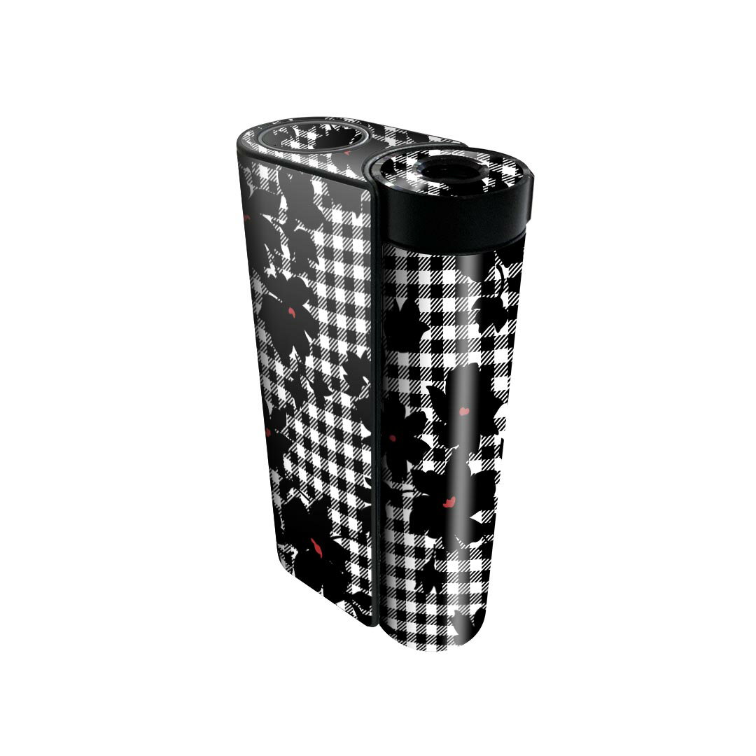 glo hyper x2 専用 デザインスキンシール 全面 フルセット カバー ケース 保護 グロー グロウ ステッカー デコ アクセサリー 電子たばこ 010630 　チェック　黒